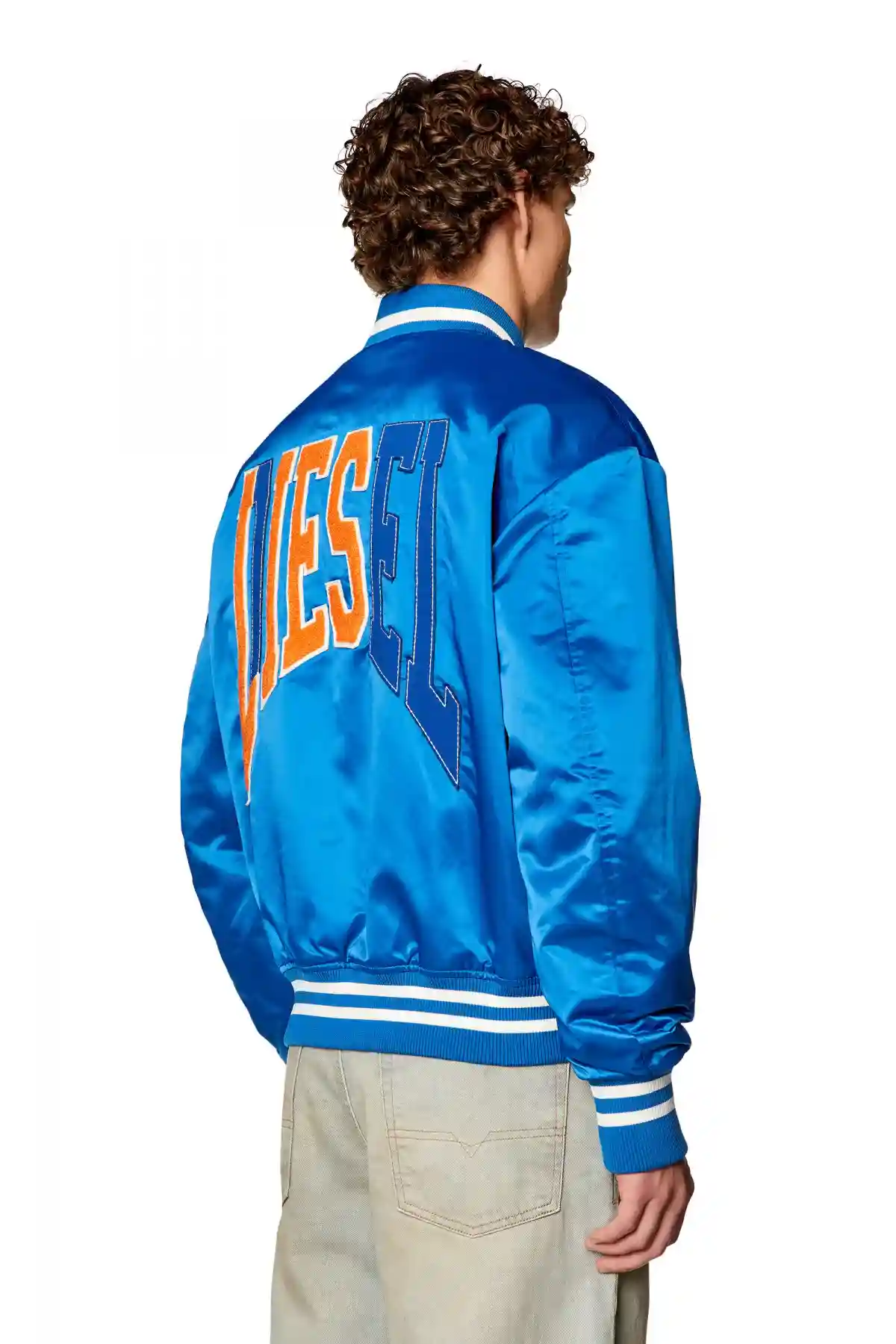 Blue Satin track jacket with LIES patches