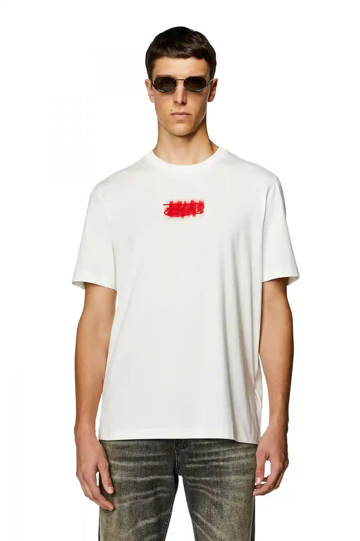 White Logo-flocked T-shirt in organic cotton