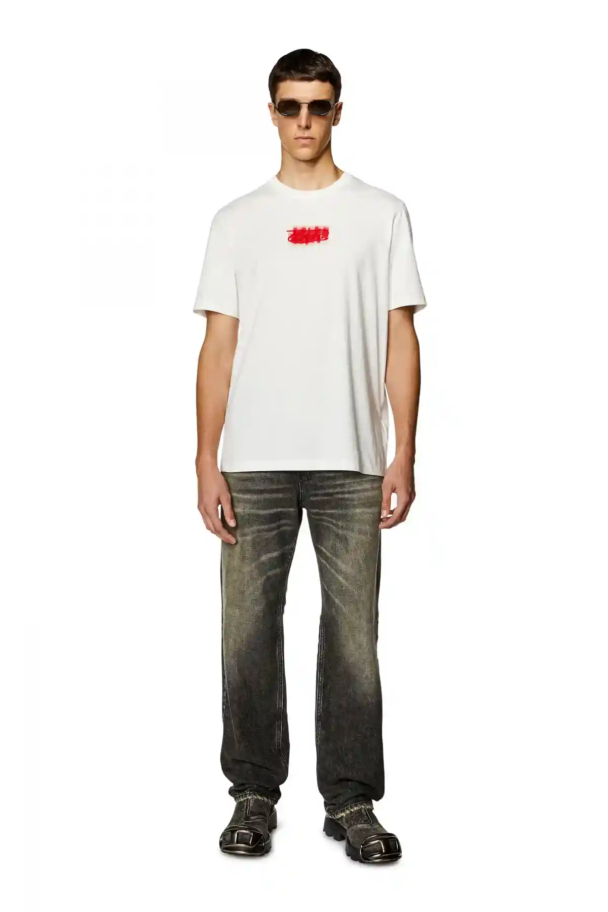 White Logo-flocked T-shirt in organic cotton
