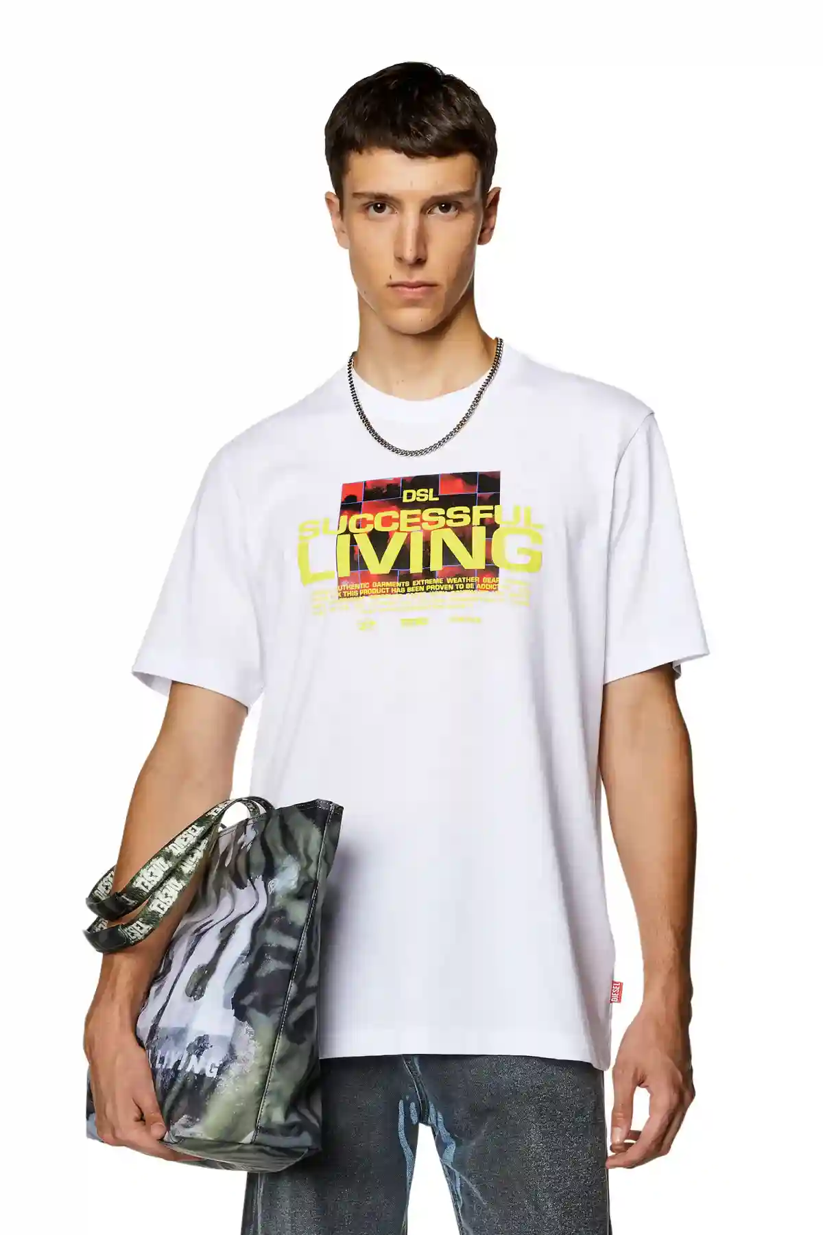 White T-shirt with puffy lettering