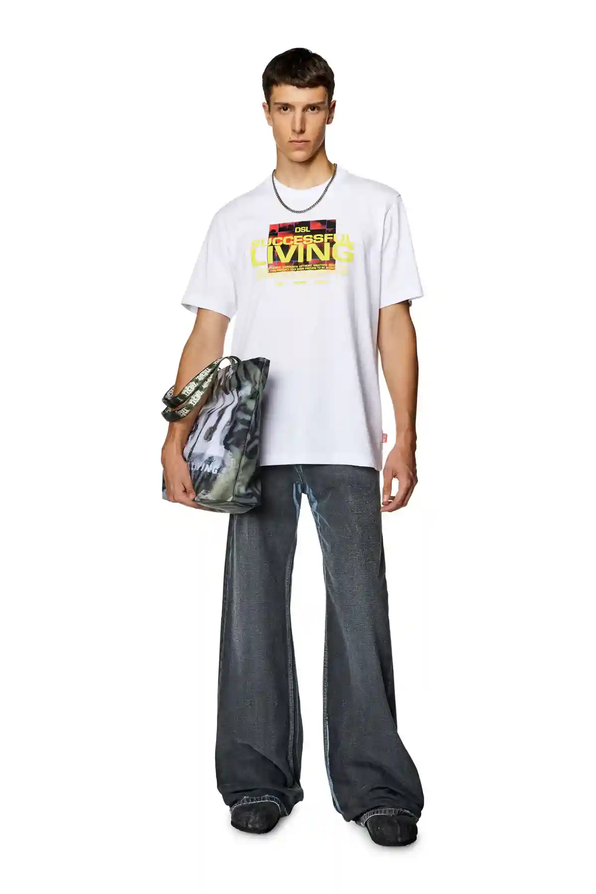 White T-shirt with puffy lettering