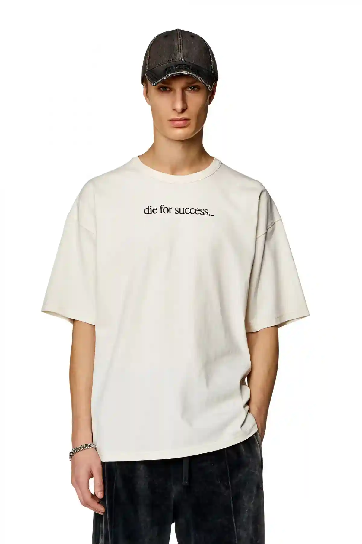 White T-shirt with Die For Success embroidery
