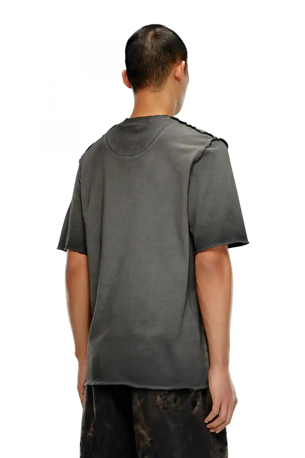 Dark Grey T-shirt with micro-waffle shoulders