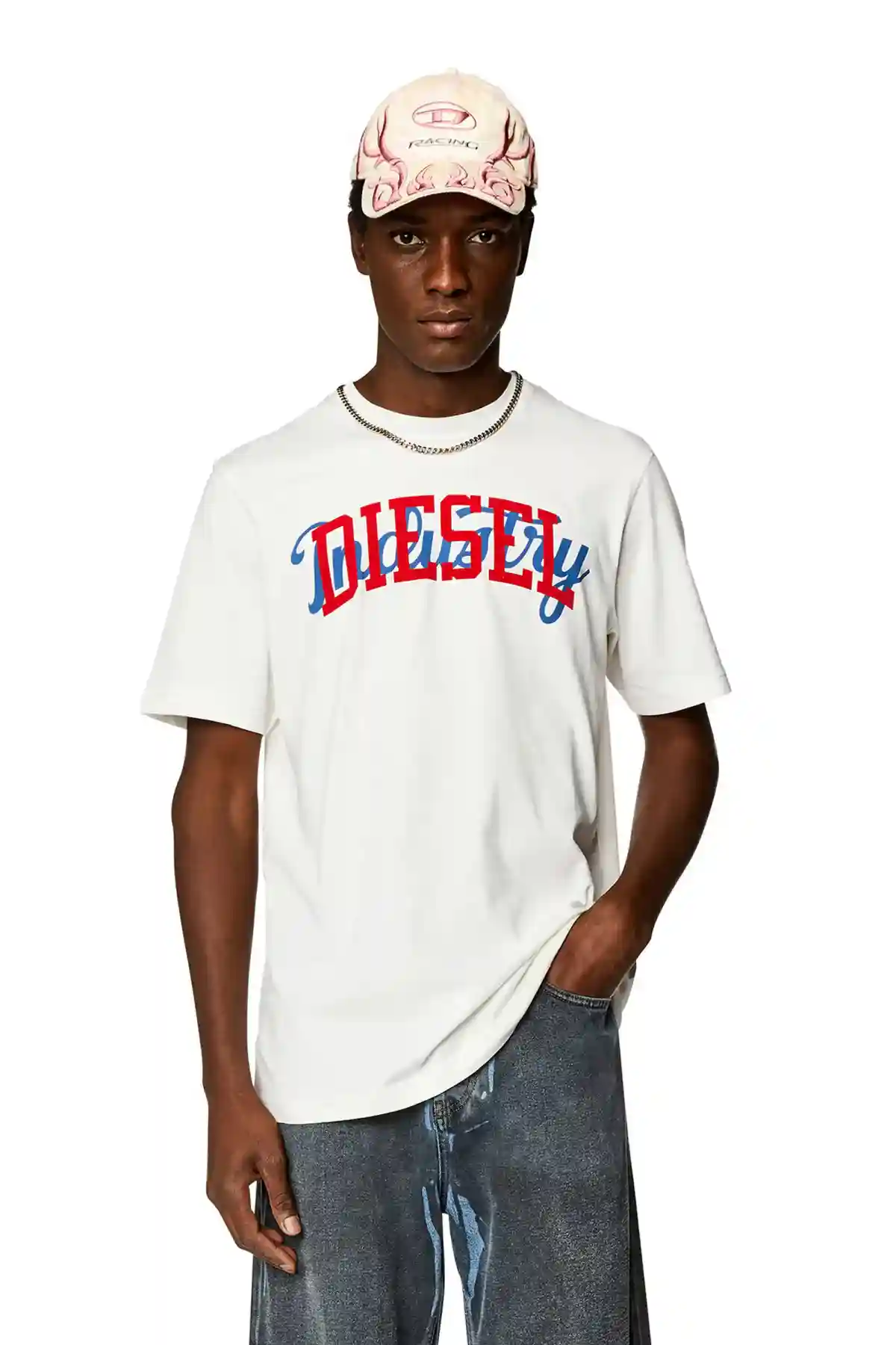 White T-shirt with contrasting Diesel prints