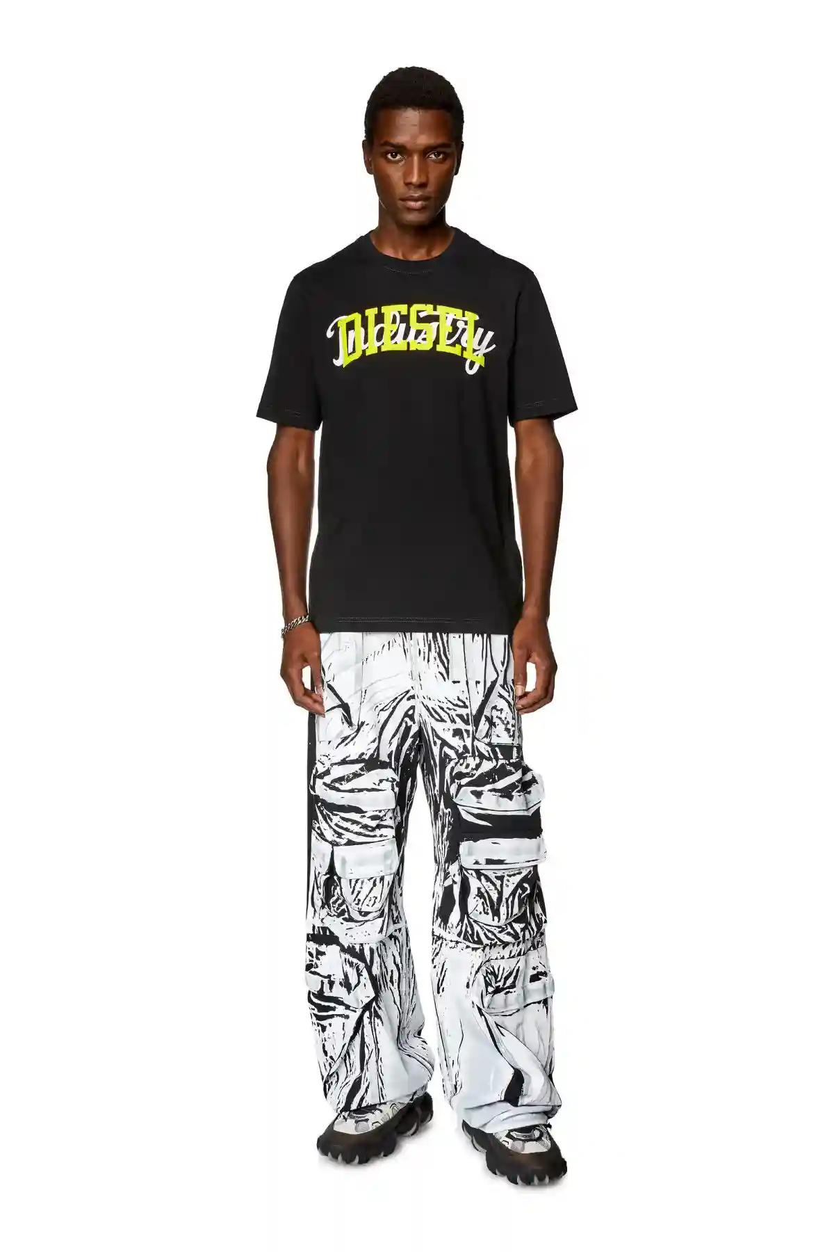 Black T-shirt with contrasting Diesel prints