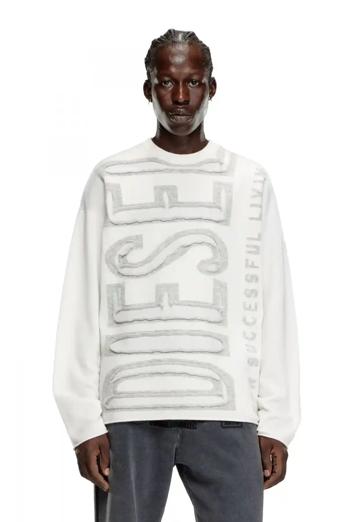 White Wool jumper with peel-off Super Logo