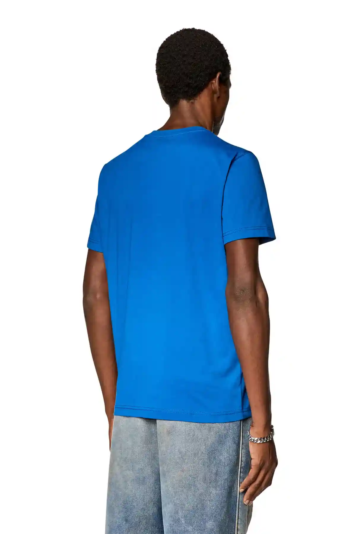 Blue T-shirt with metallic logos