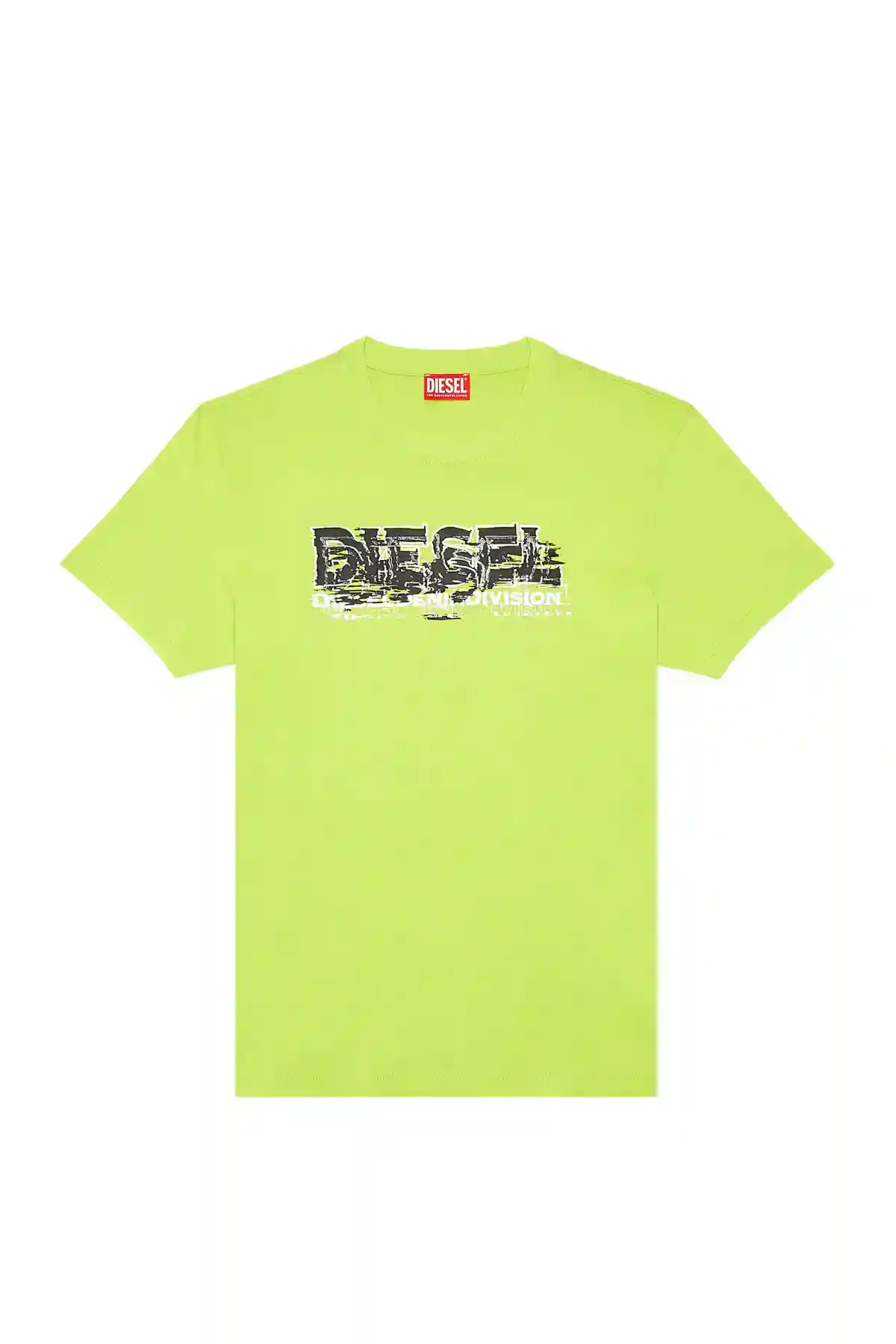 Green T-shirt with glitchy logo