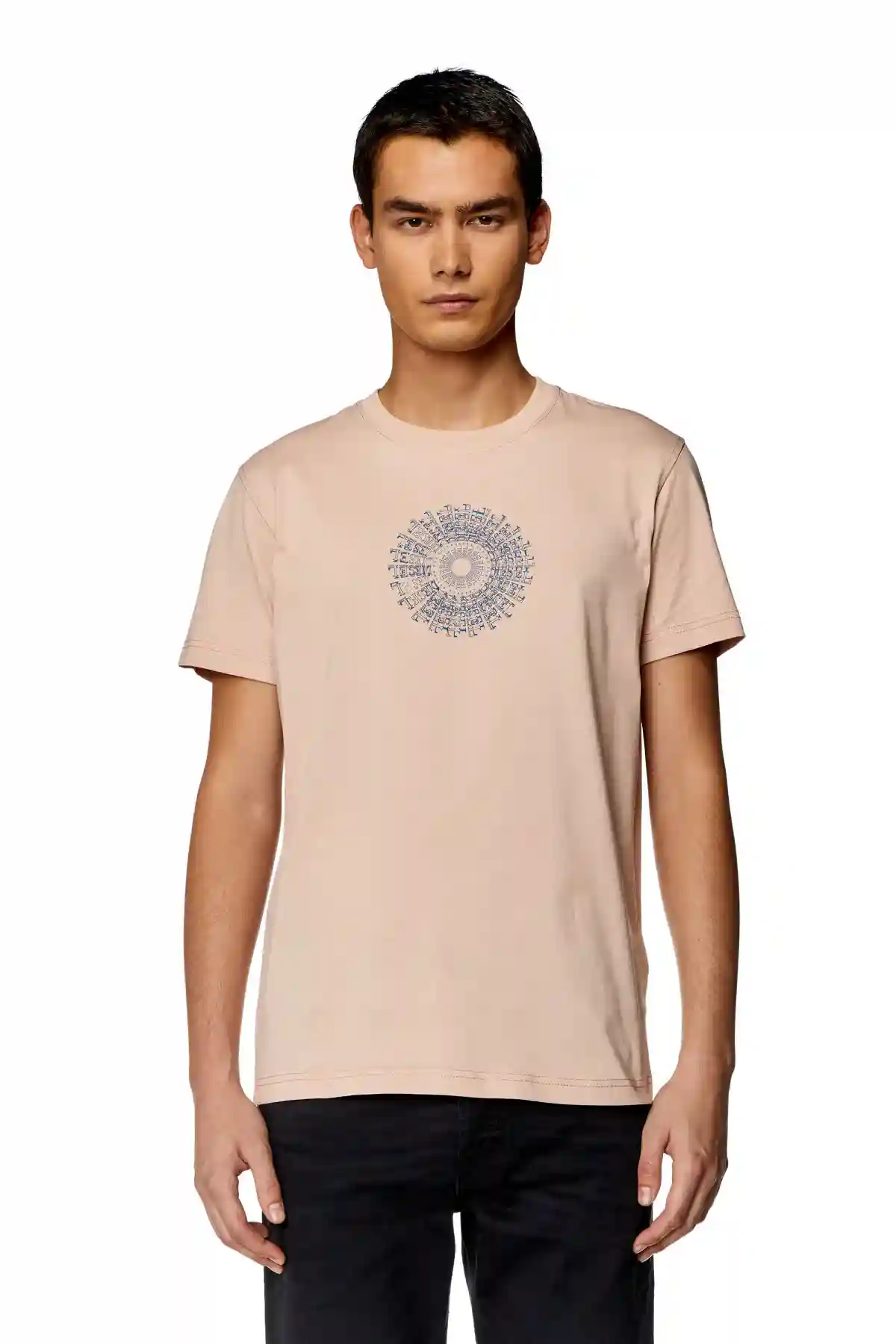 Pink T-shirt with vortex Diesel print