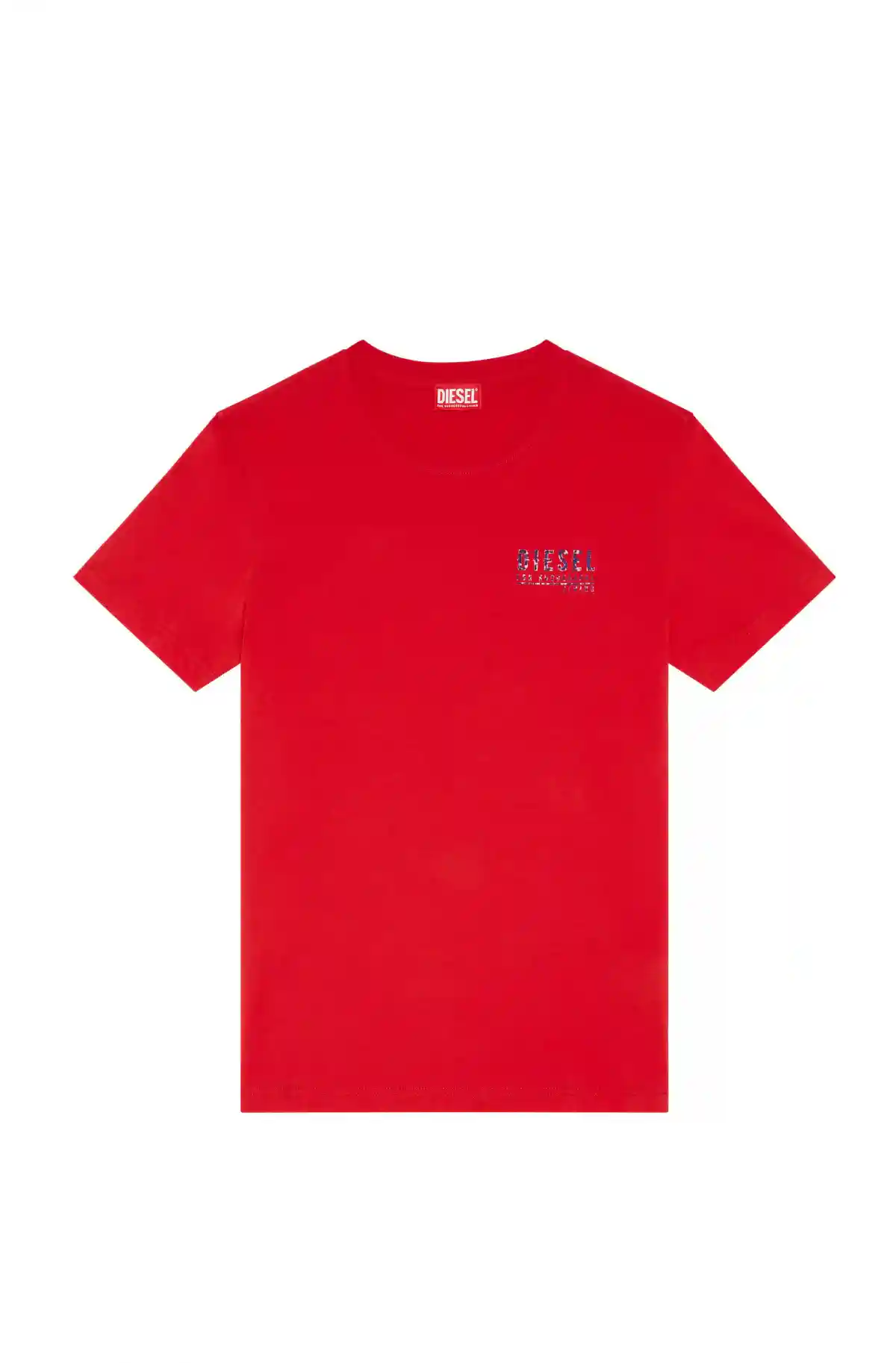 Red T-shirt with mottled logo print