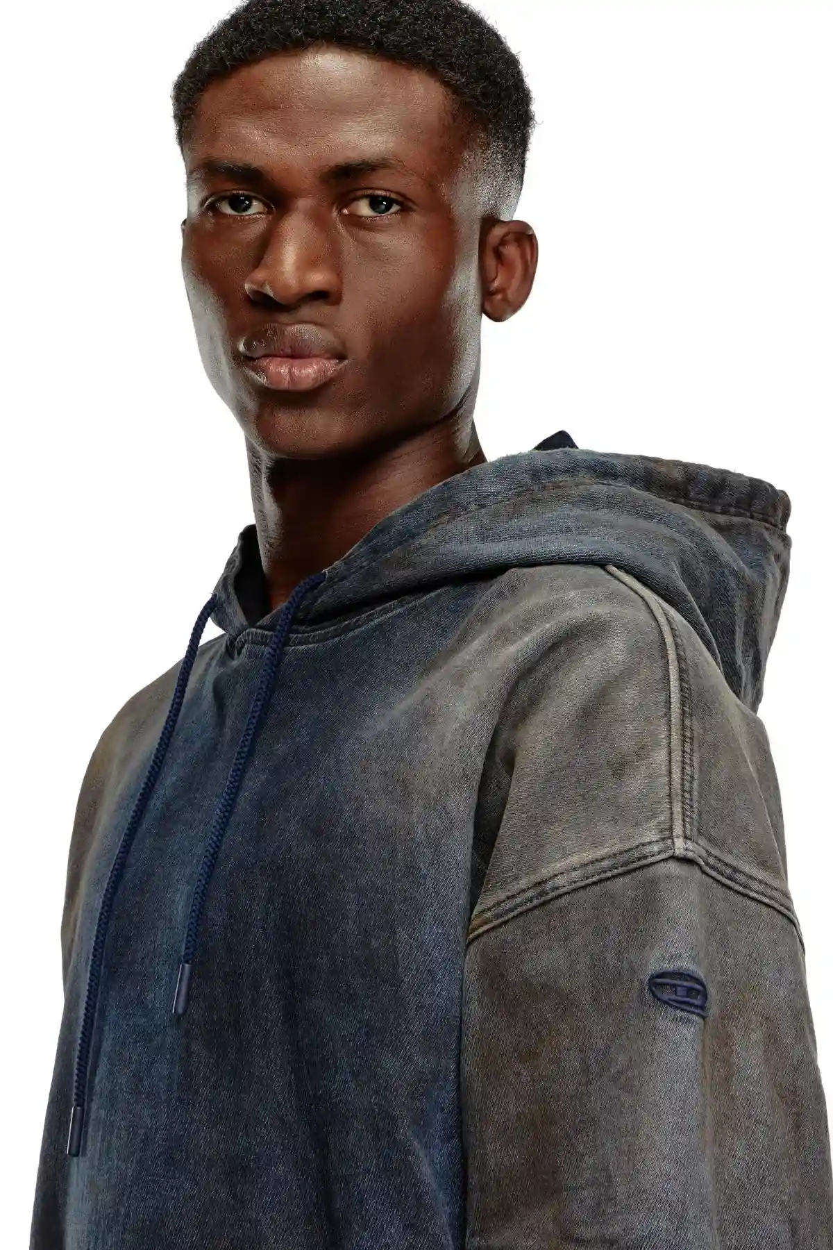 Blue Sweatshirt in distressed Track Denim