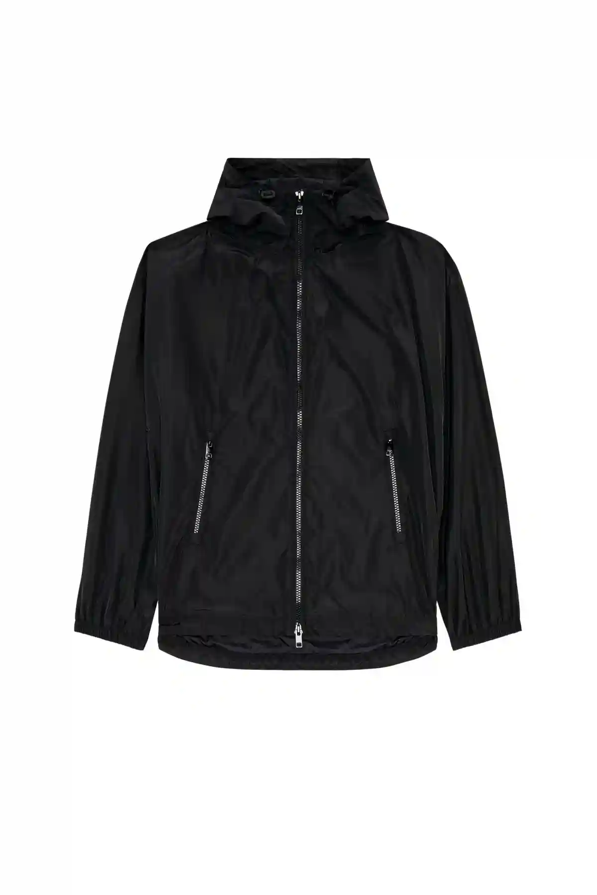 Black Windbreaker with shiny Oval D print Jacket