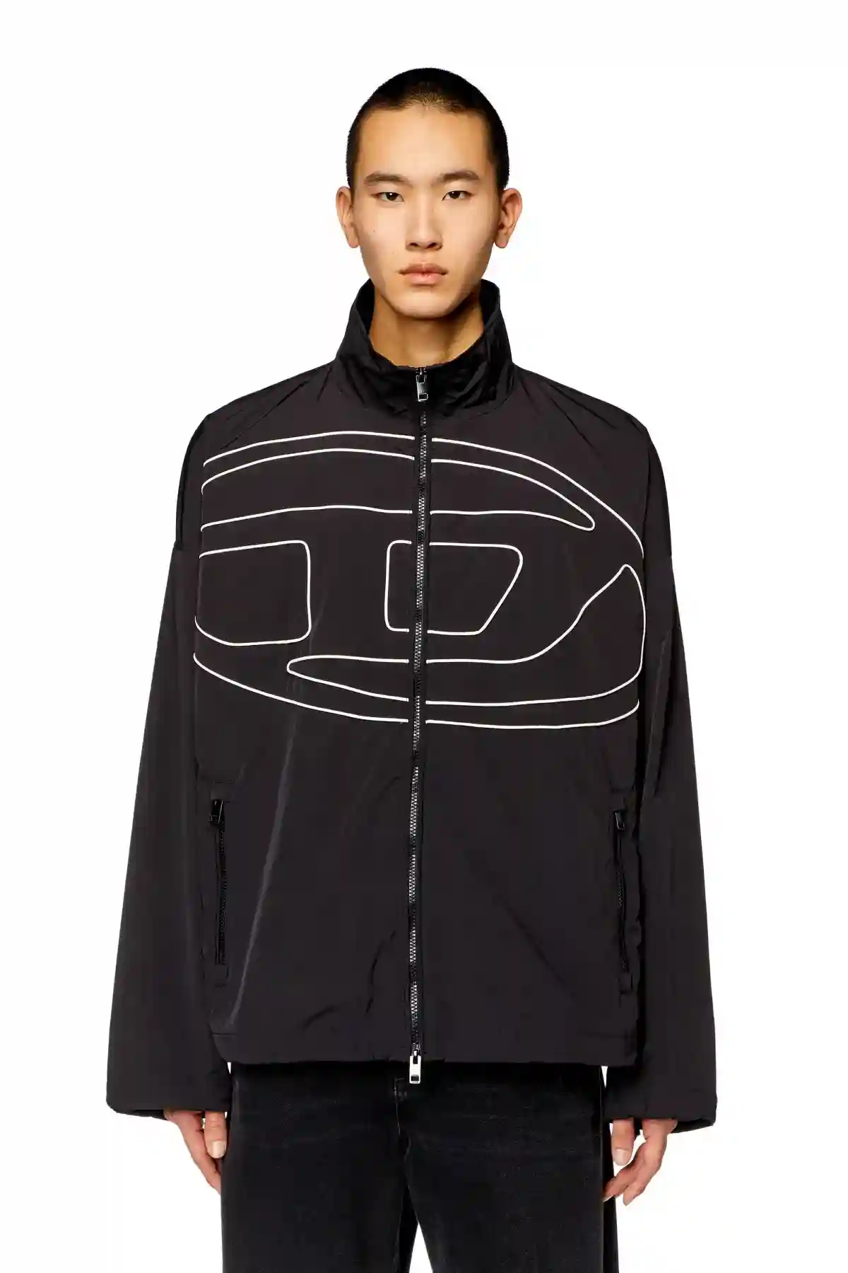Black Taslan jacket with piped Oval D