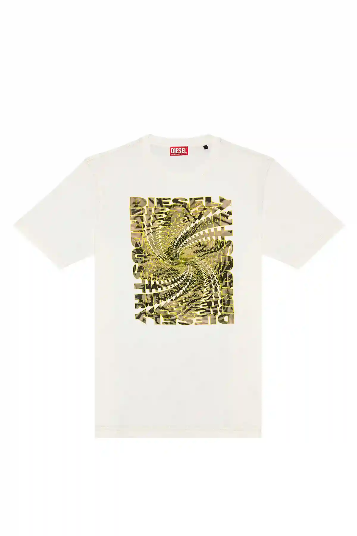 White T-shirt with zebra-camo optical logo print