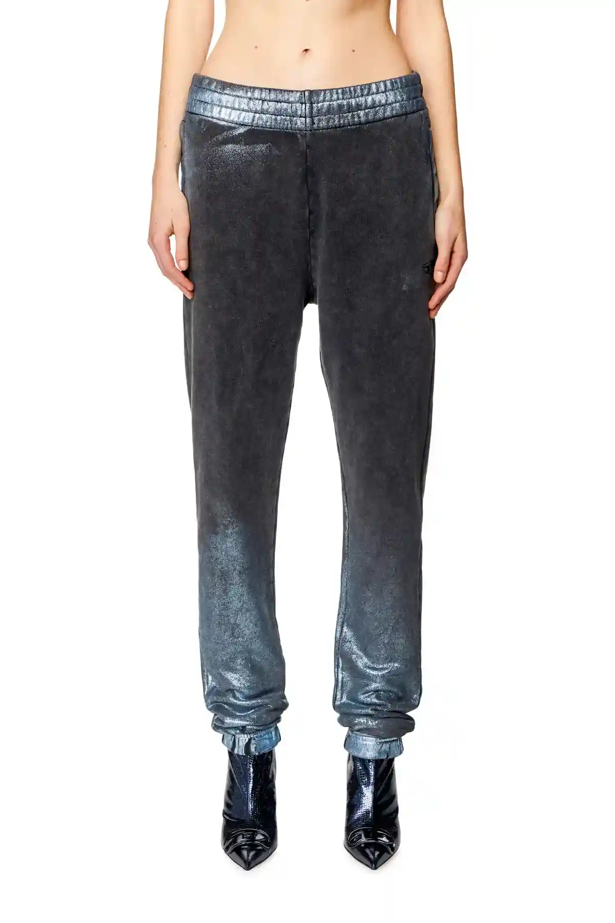 Black and Blue Faded metallic sweatpants