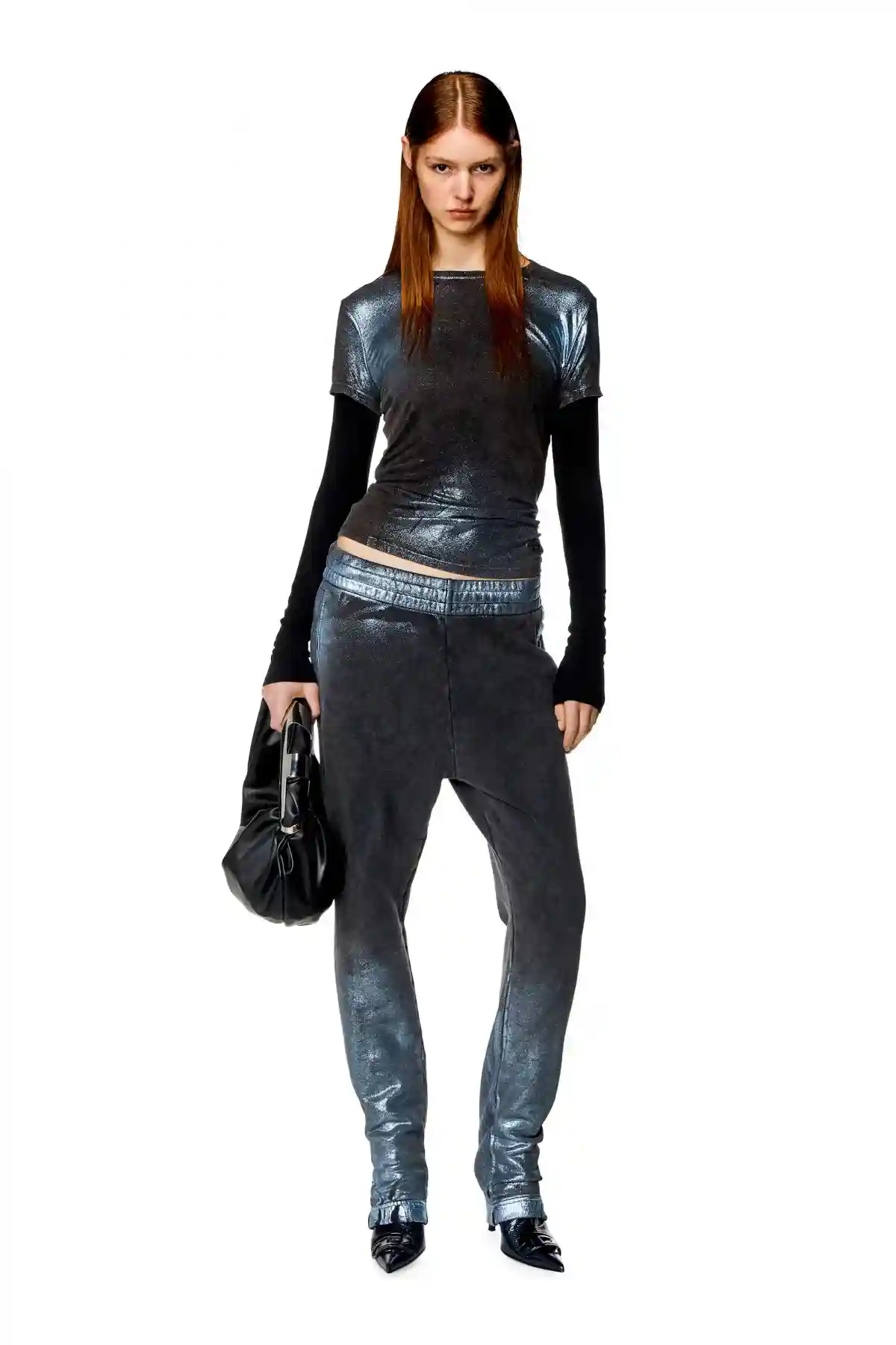 Black and Blue Faded metallic sweatpants