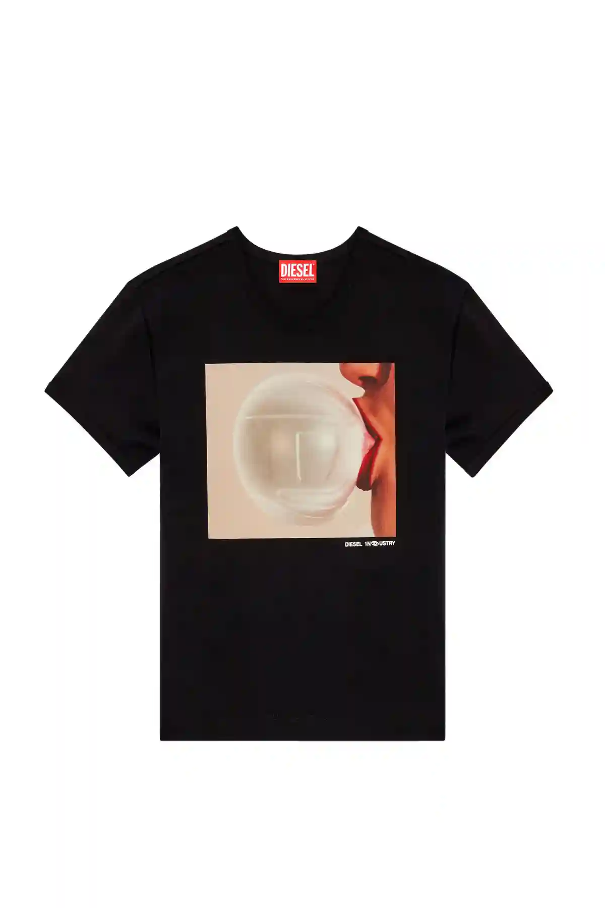 Black T-shirt with Oval D bubblegum print