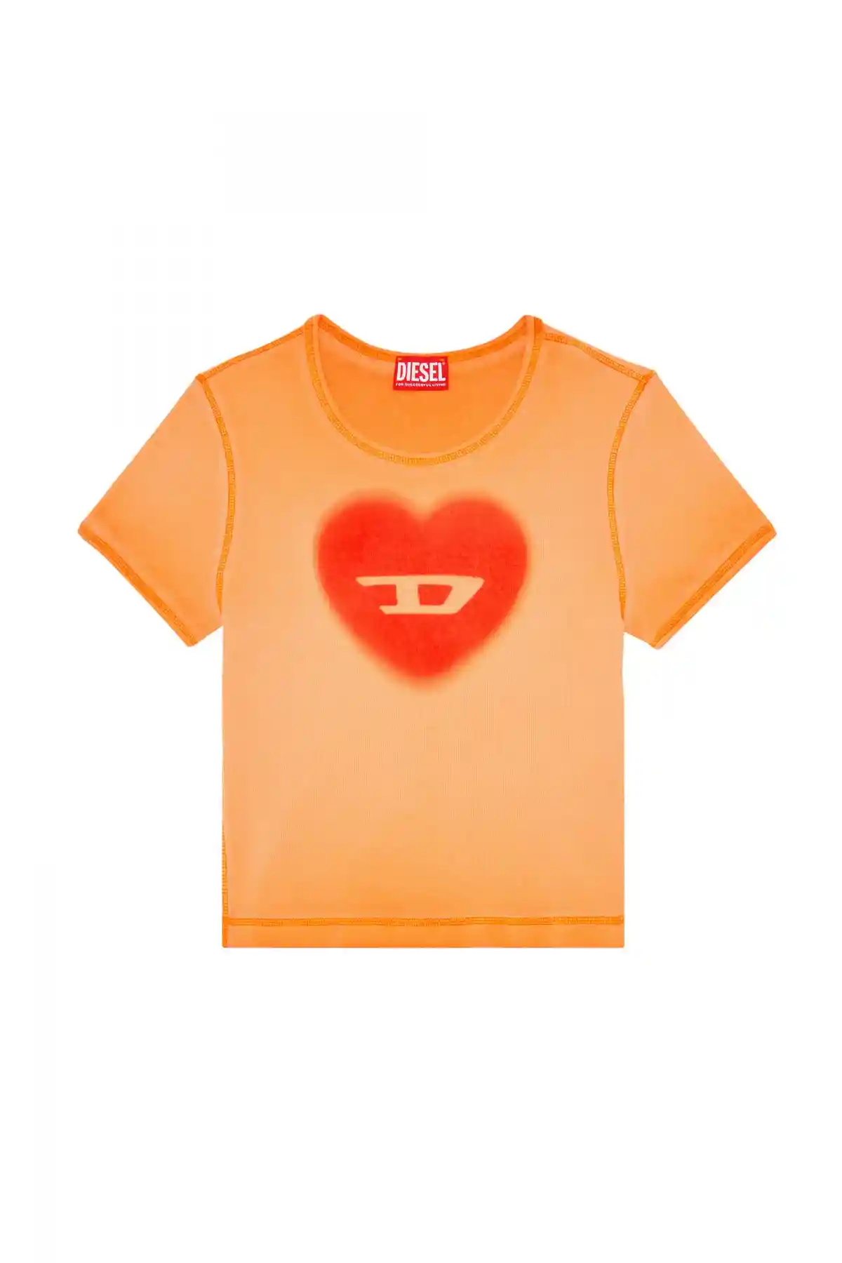 Orange Ribbed T-shirt with watercolour heart D