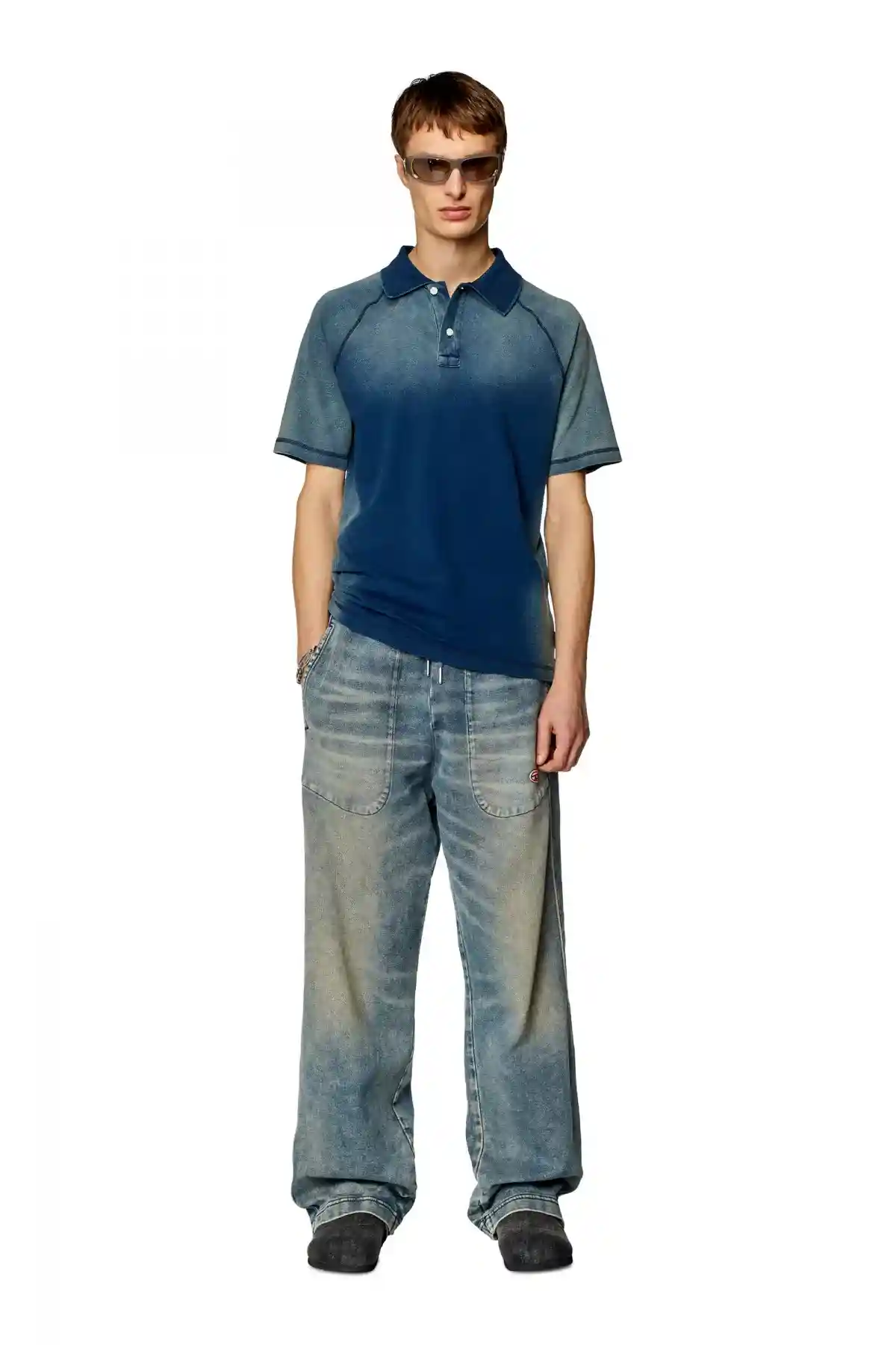 Blue Polo shirt with sun-faded effects