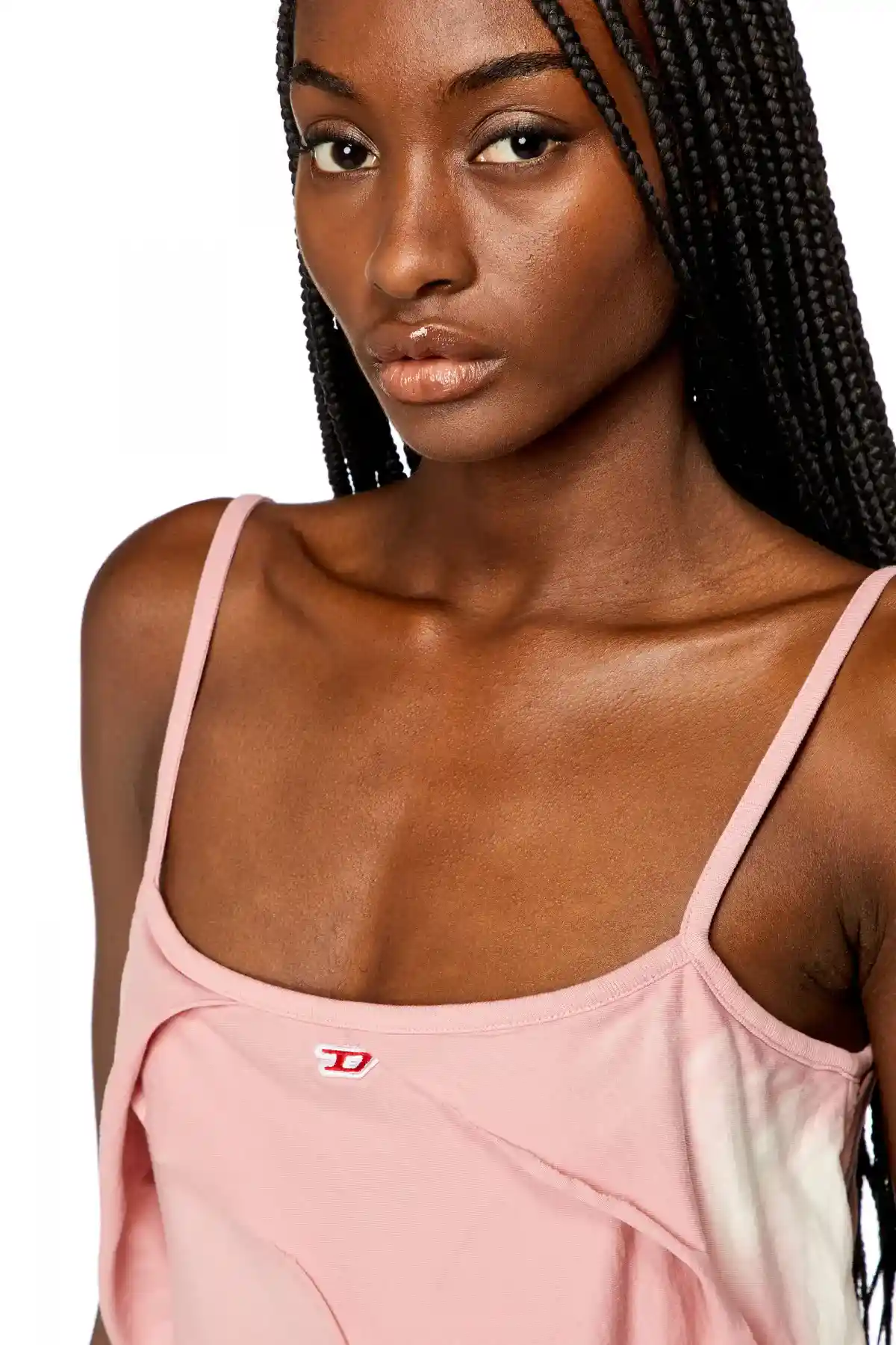 Pink Short dress with destroyed peel-off effect