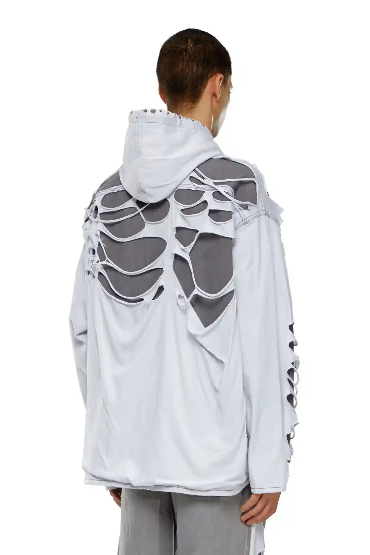 Grey and White Hybrid shirt in denim and jersey