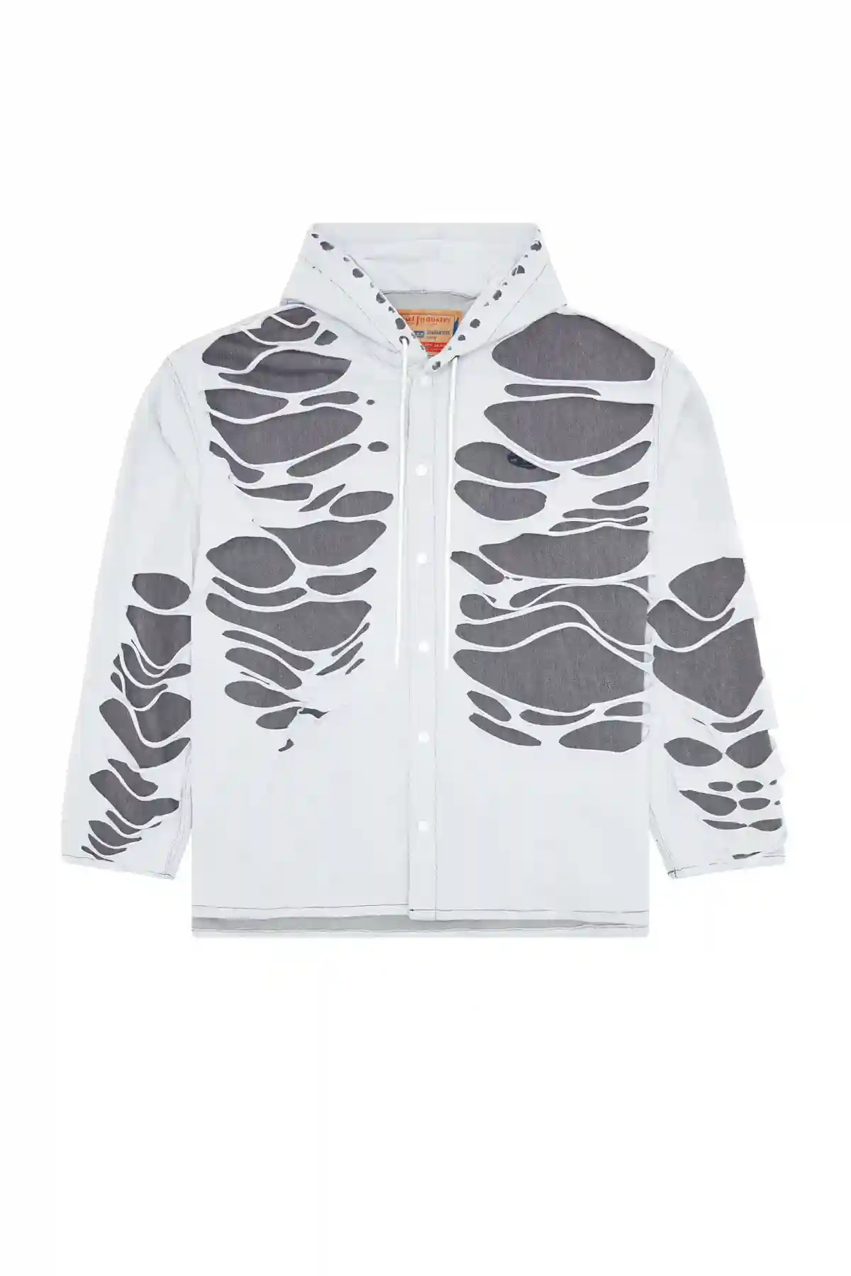Grey and White Hybrid shirt in denim and jersey