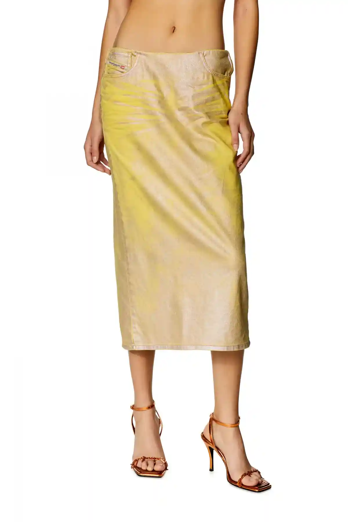 Yellow Skirt in bicolour laminated denim