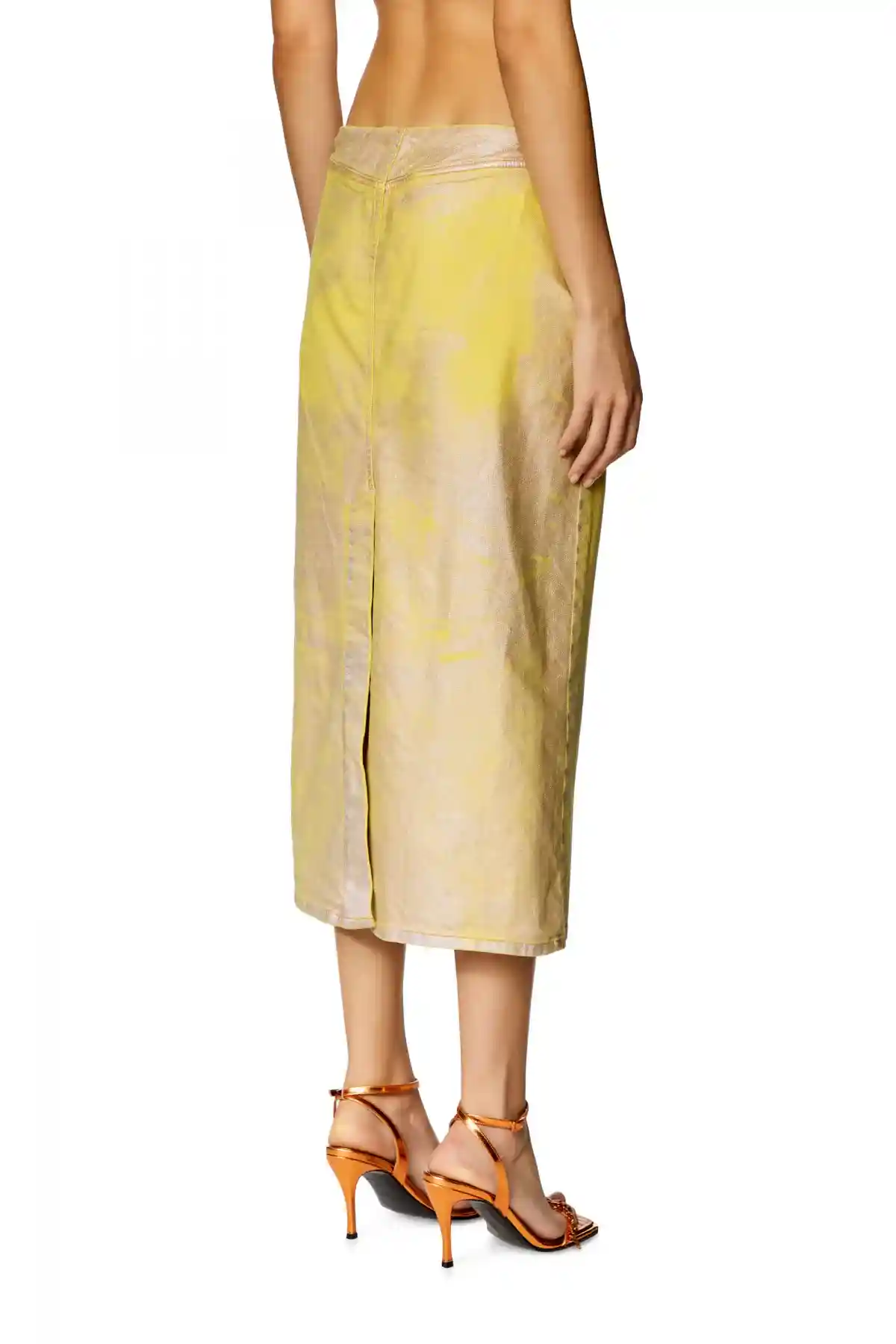 Yellow Skirt in bicolour laminated denim