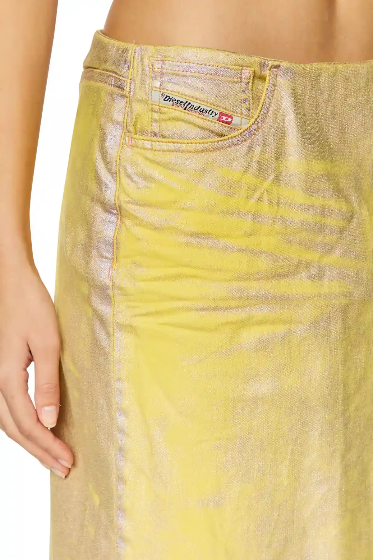 Yellow Skirt in bicolour laminated denim