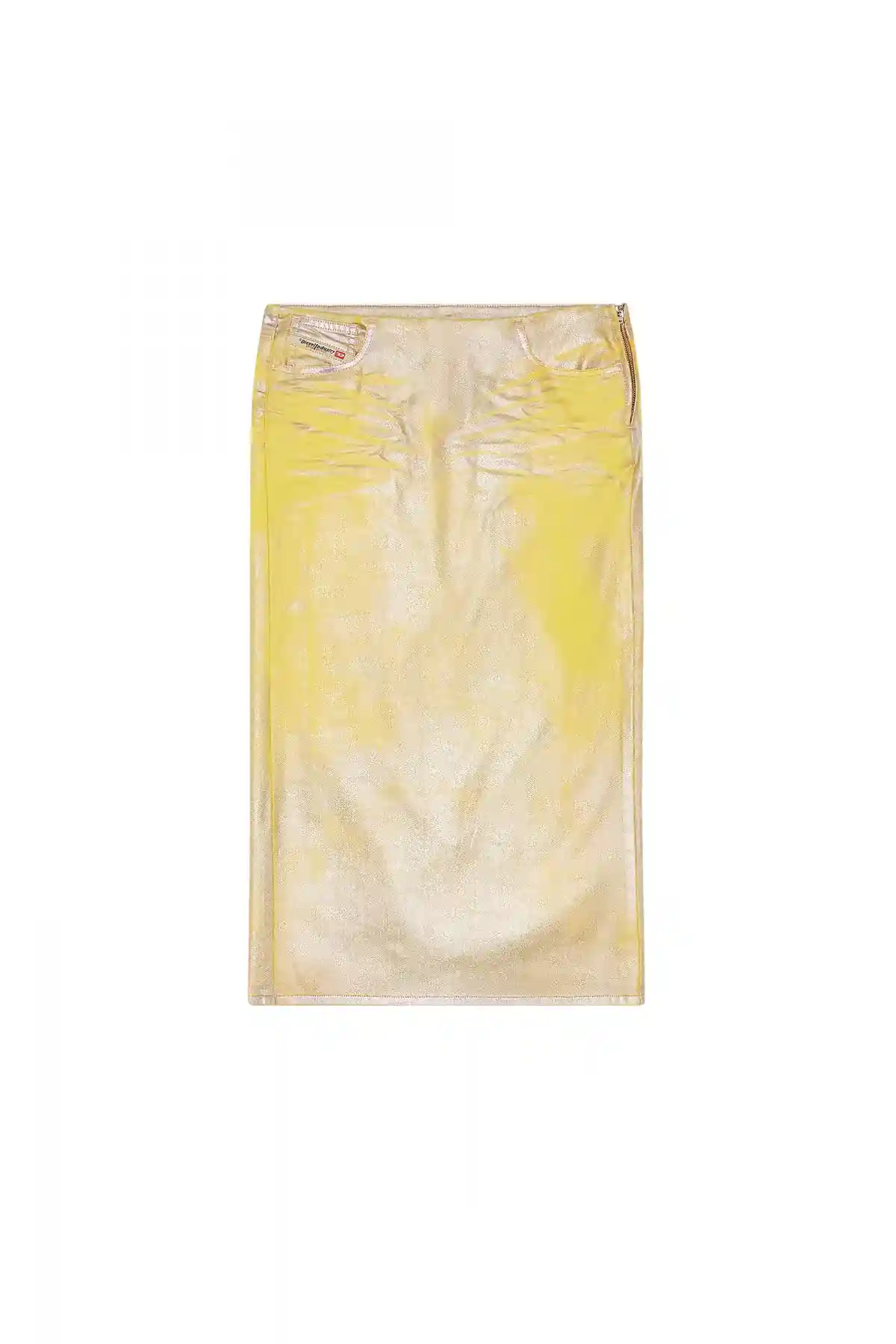 Yellow Skirt in bicolour laminated denim