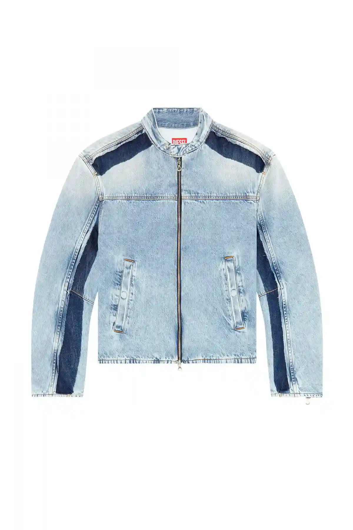 Light Blue Zipped jacket in two-tone denim