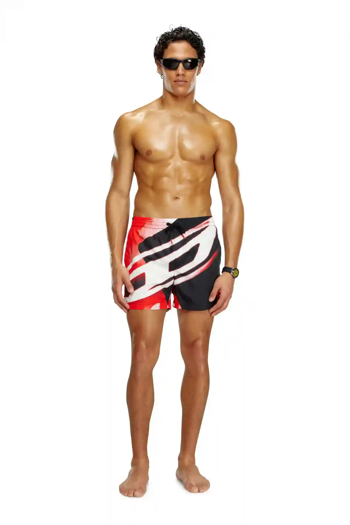 Multi Mid-length swim shorts with Oval D print