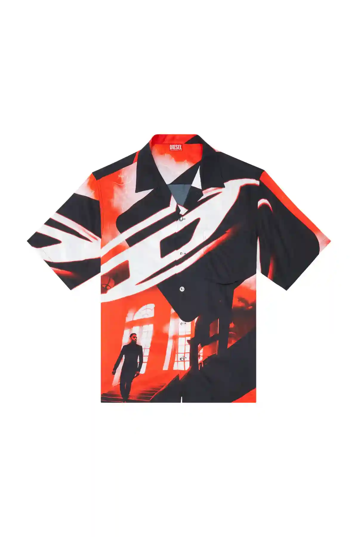 BLACK+WHITE+RED Beach shirt with Oval D poster print