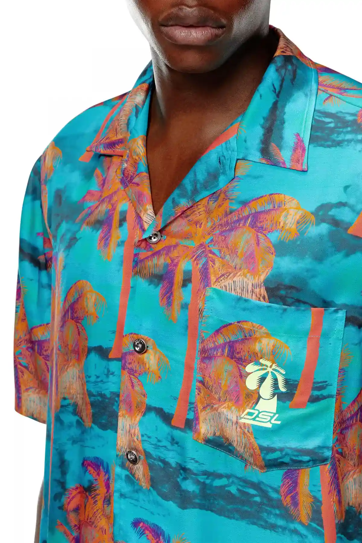 Blue Beach shirt with palm trees print