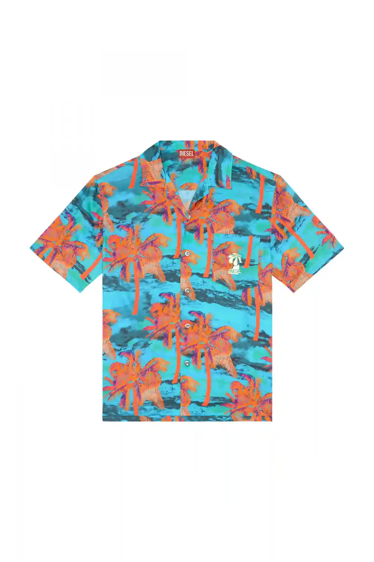 Blue Beach shirt with palm trees print