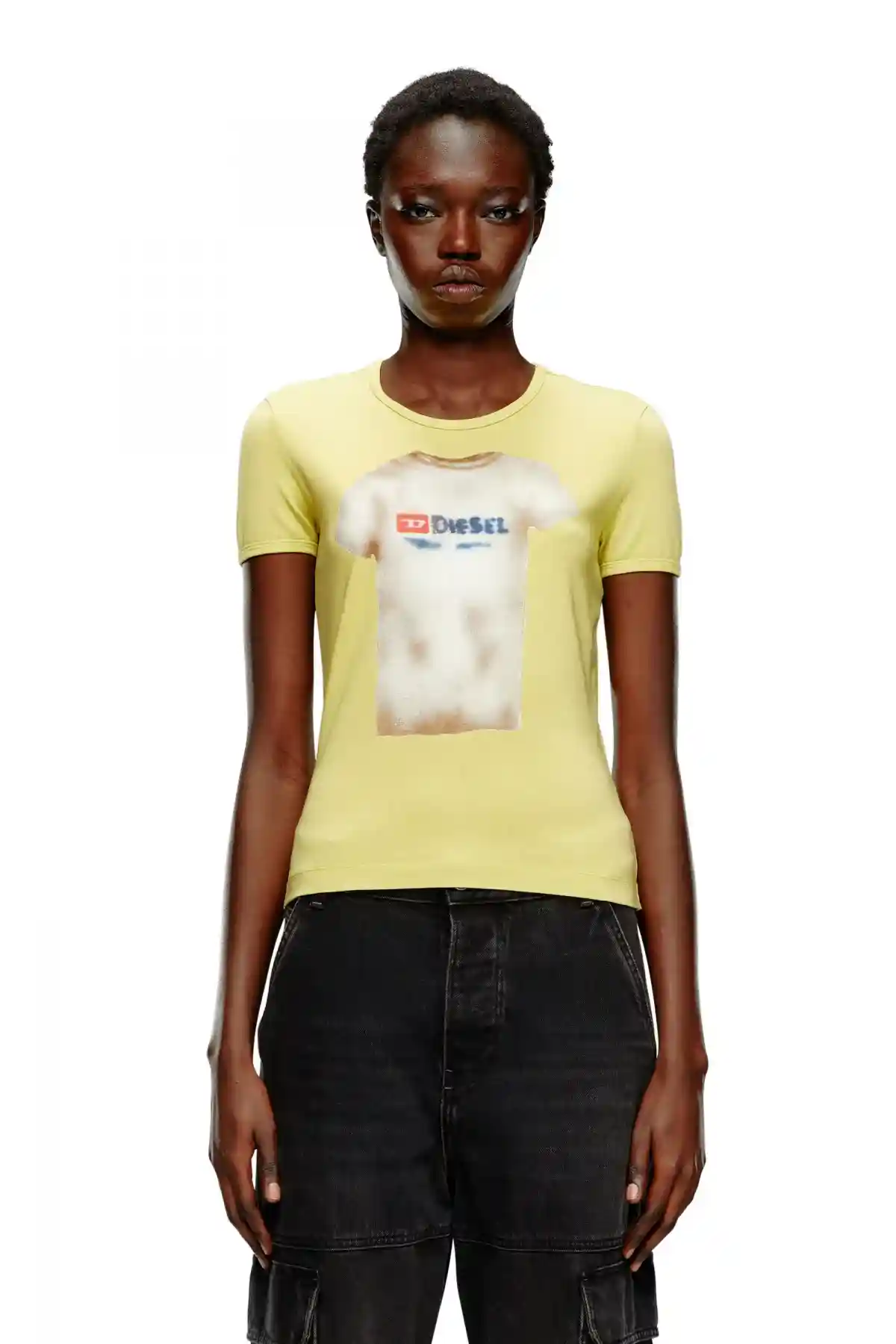 Yellow T-shirt with airbrush tee print
