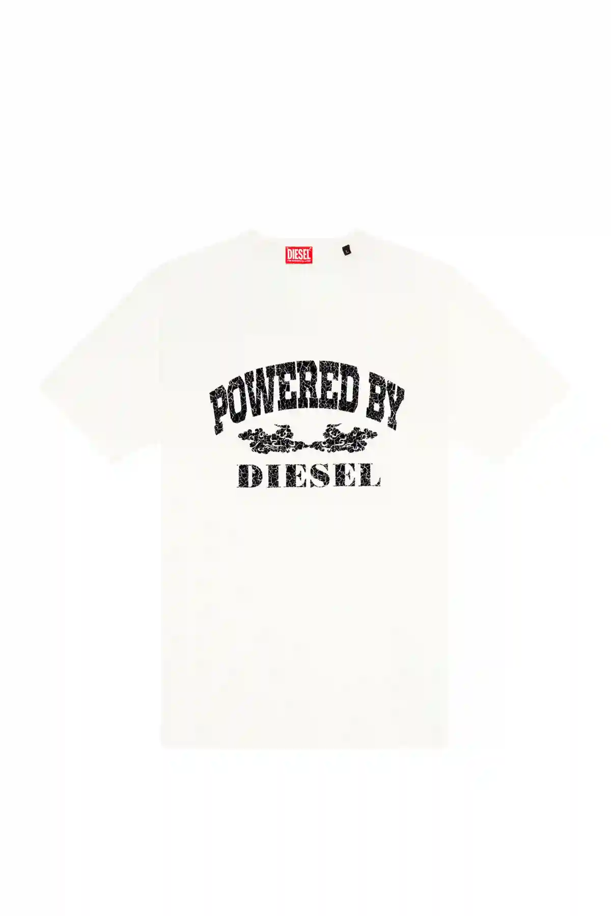 White T-shirt with flocked slogan print