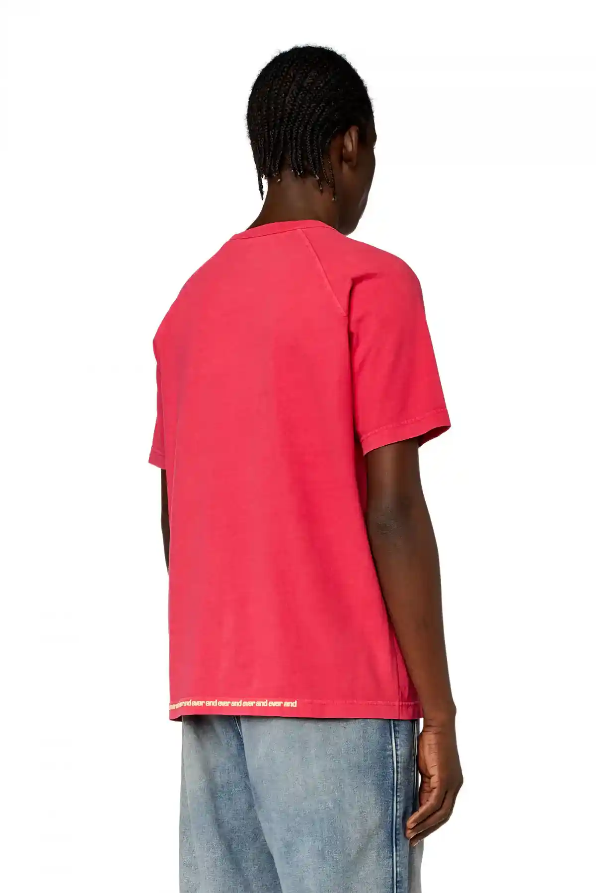 Pink T-shirt with flocked slogan print