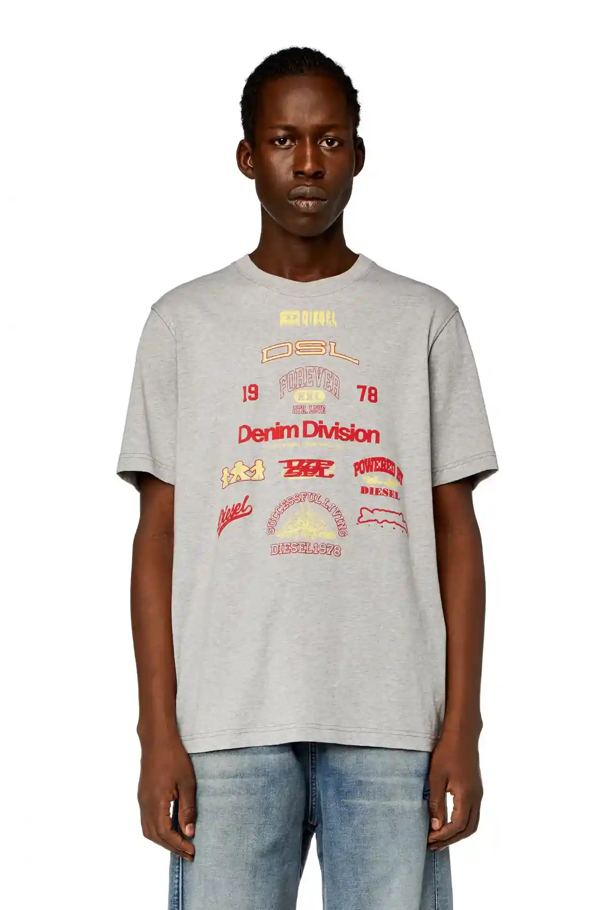 Grey T-shirt with mixed logo prints