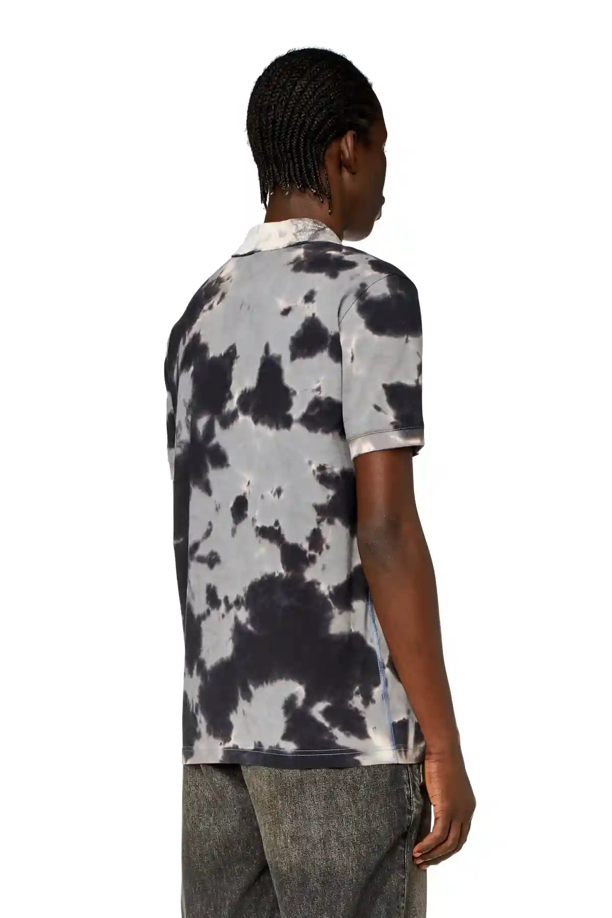 Black Tie-dyed jersey polo shirt