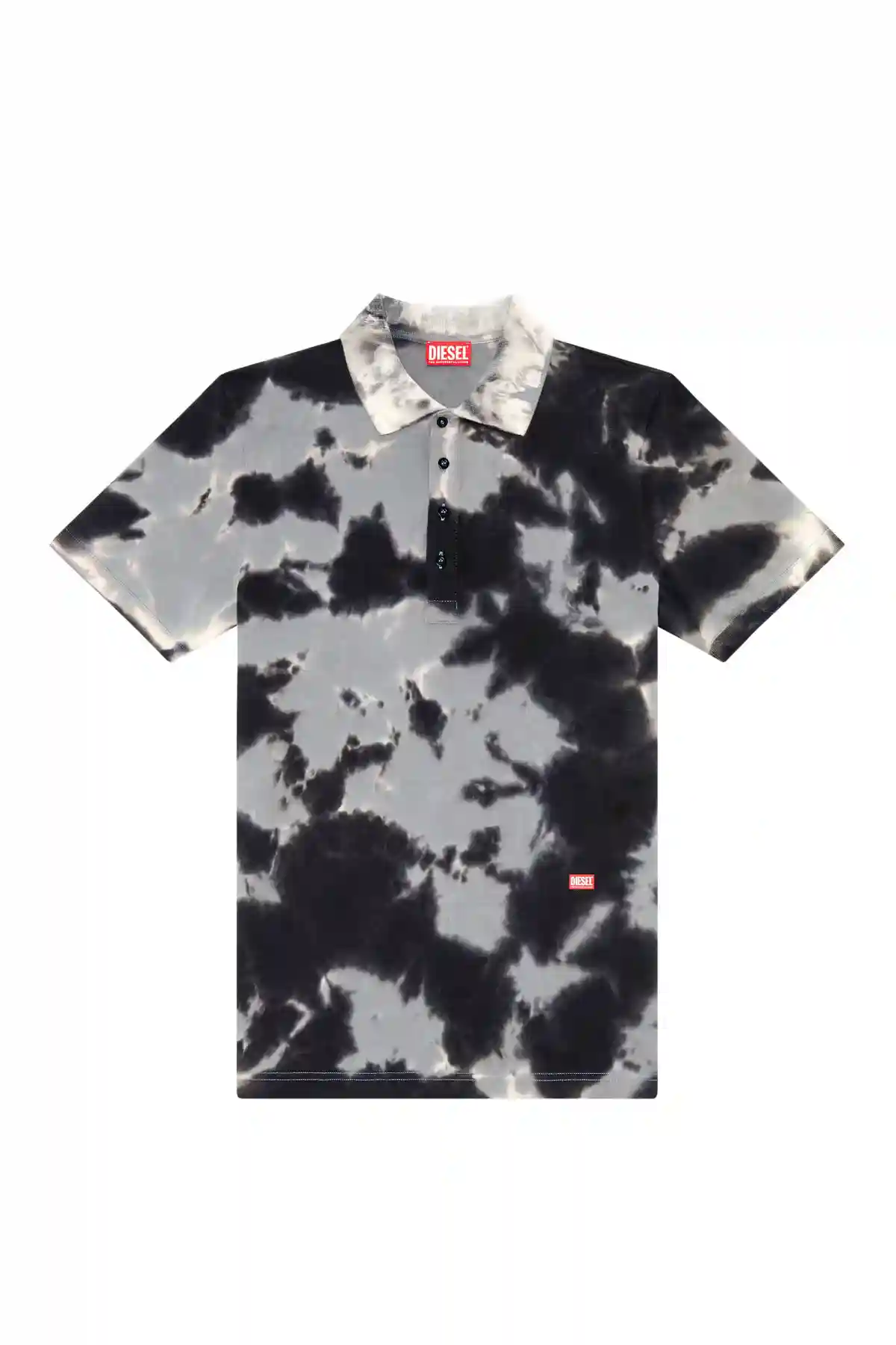Black Tie-dyed jersey polo shirt