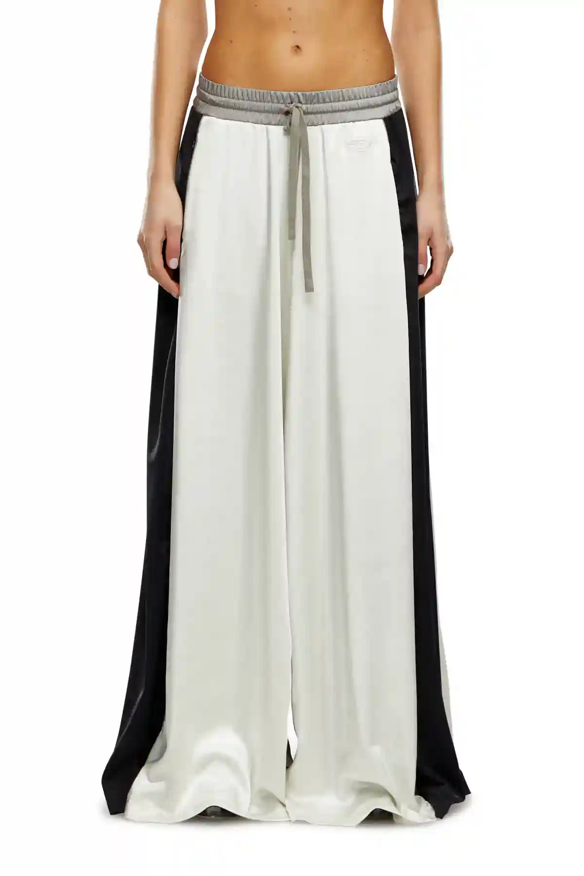 Black and White Palazzo pants in satin and double knit
