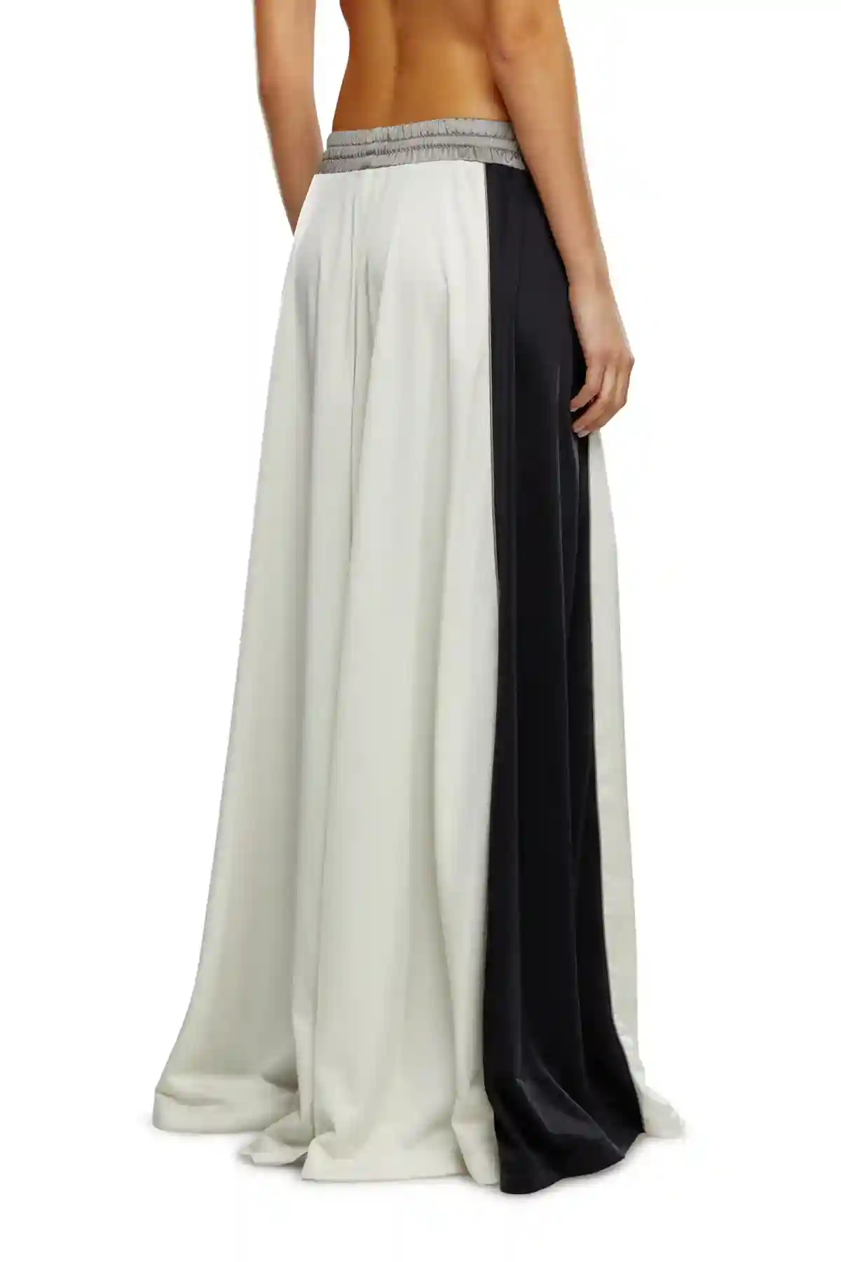 Black and White Palazzo pants in satin and double knit