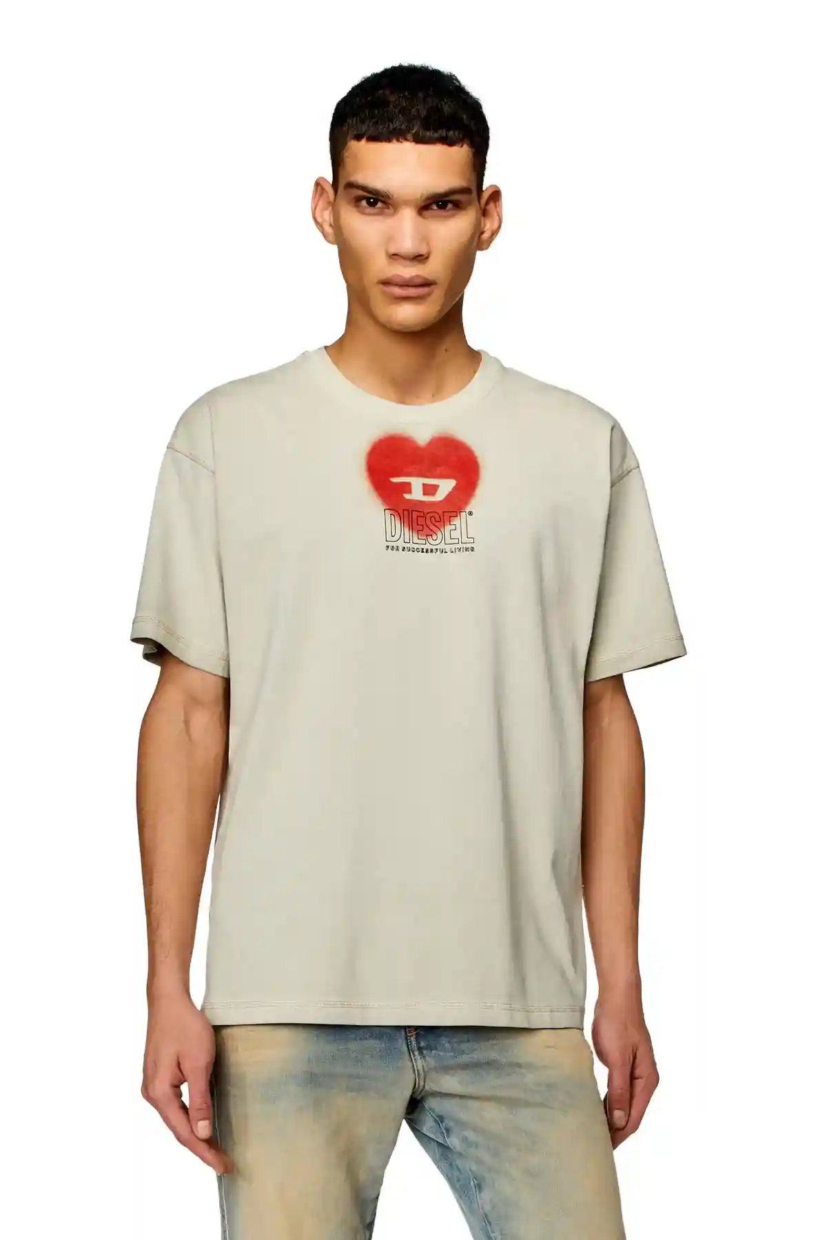Beige T-shirt with heart print
