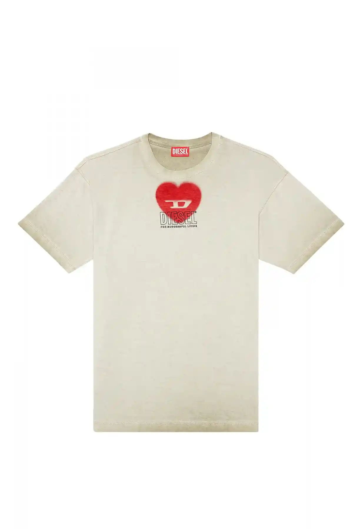 Beige T-shirt with heart print