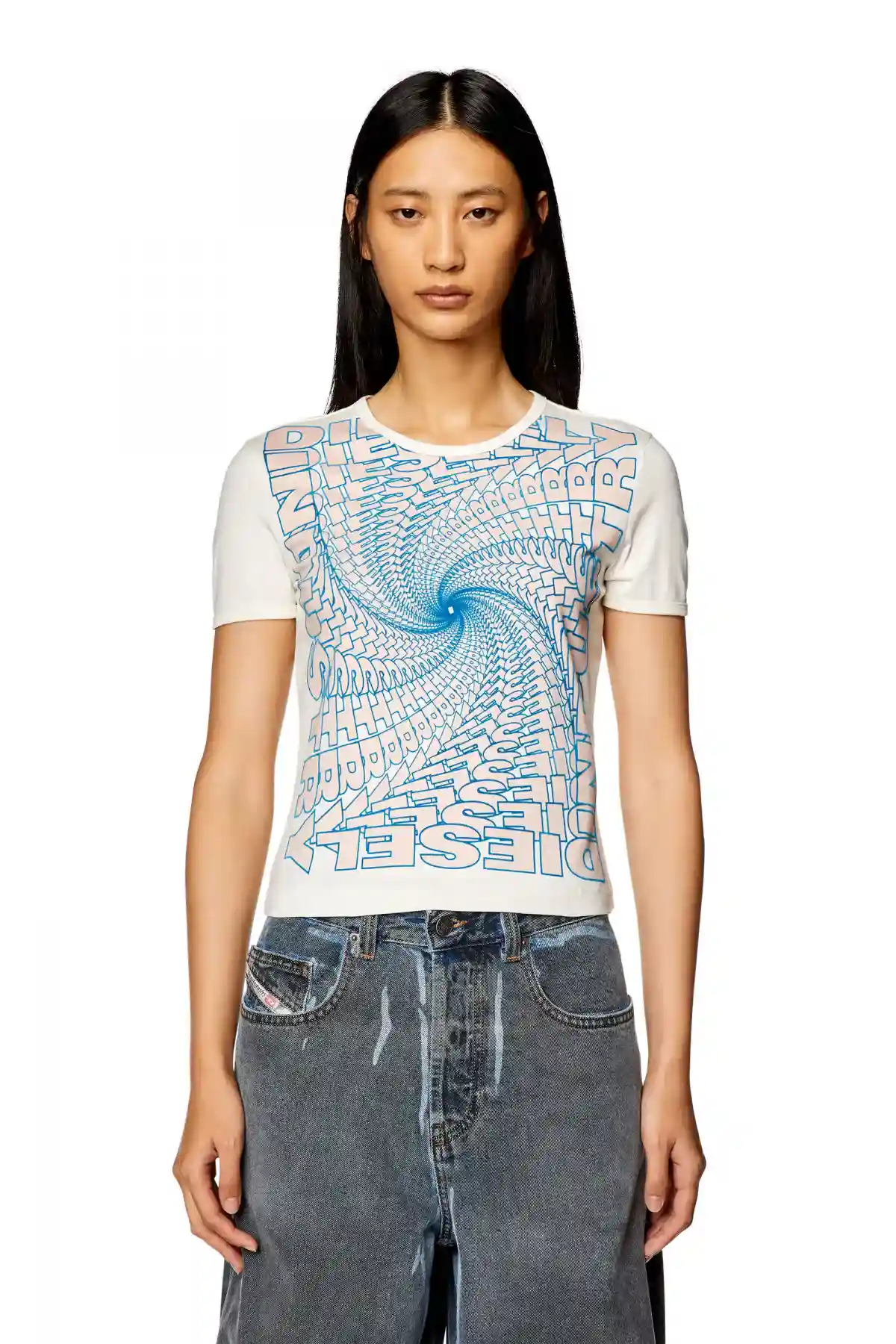 White T-shirt with spiral Diesel Industry logo