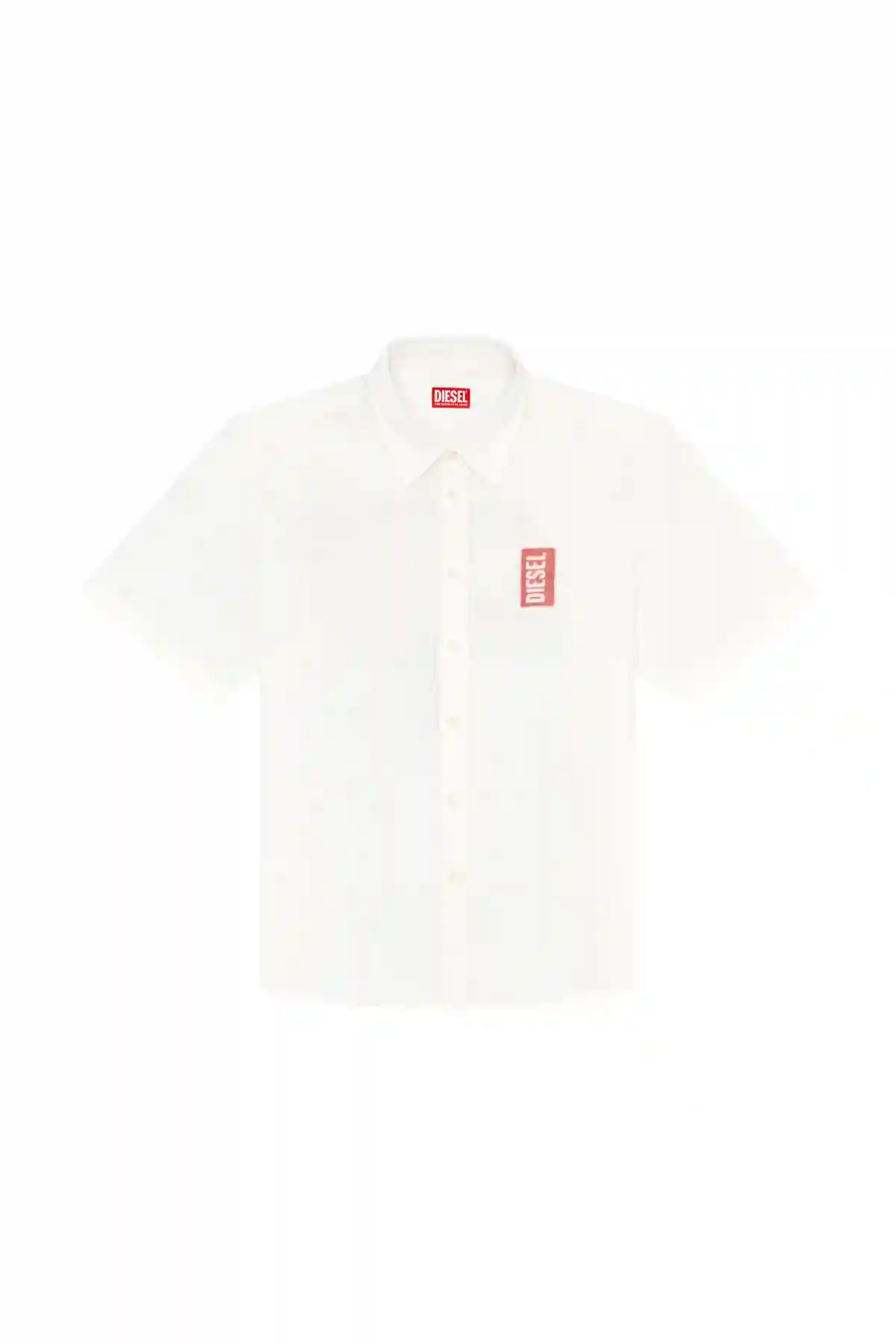 White Printed linen-blend short-sleeve shirt