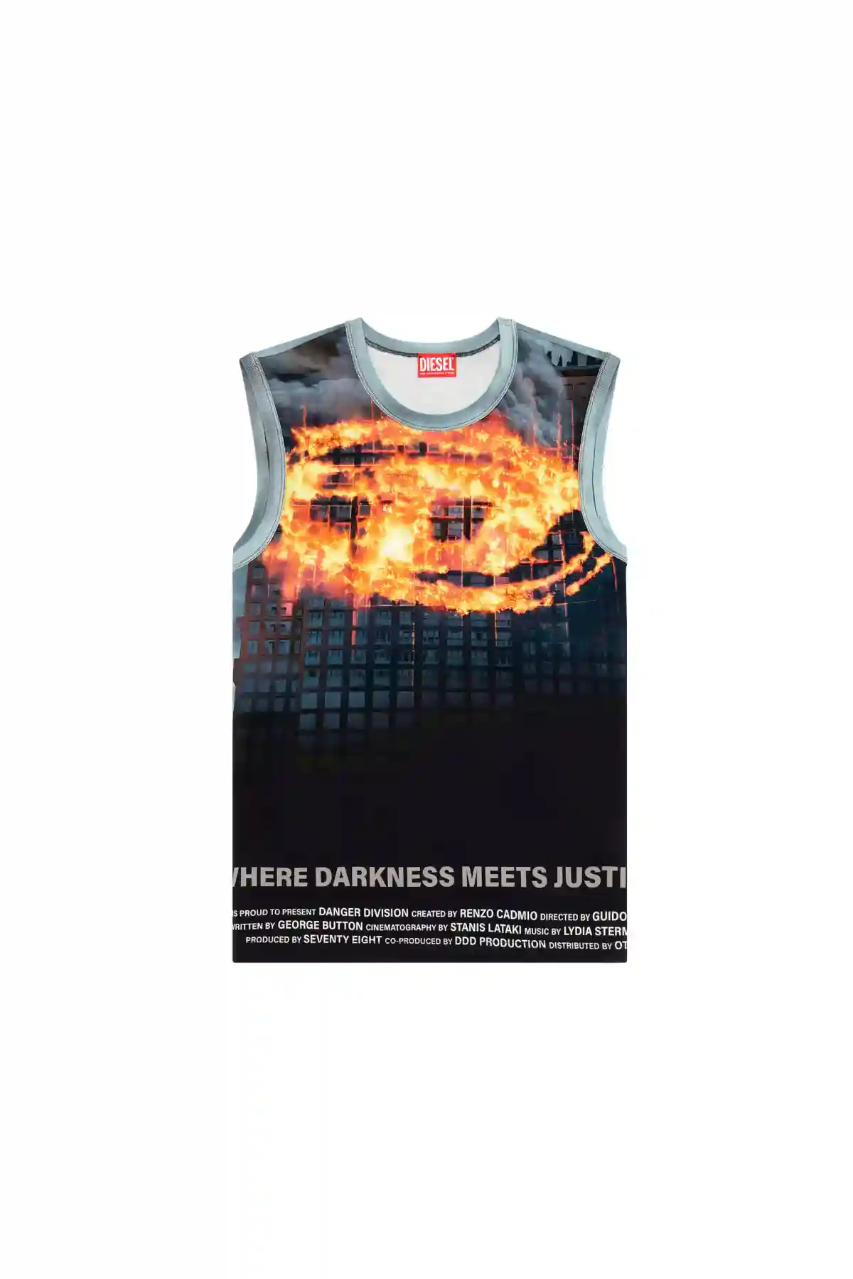 Dark Blue Tank top with burning Oval D poster