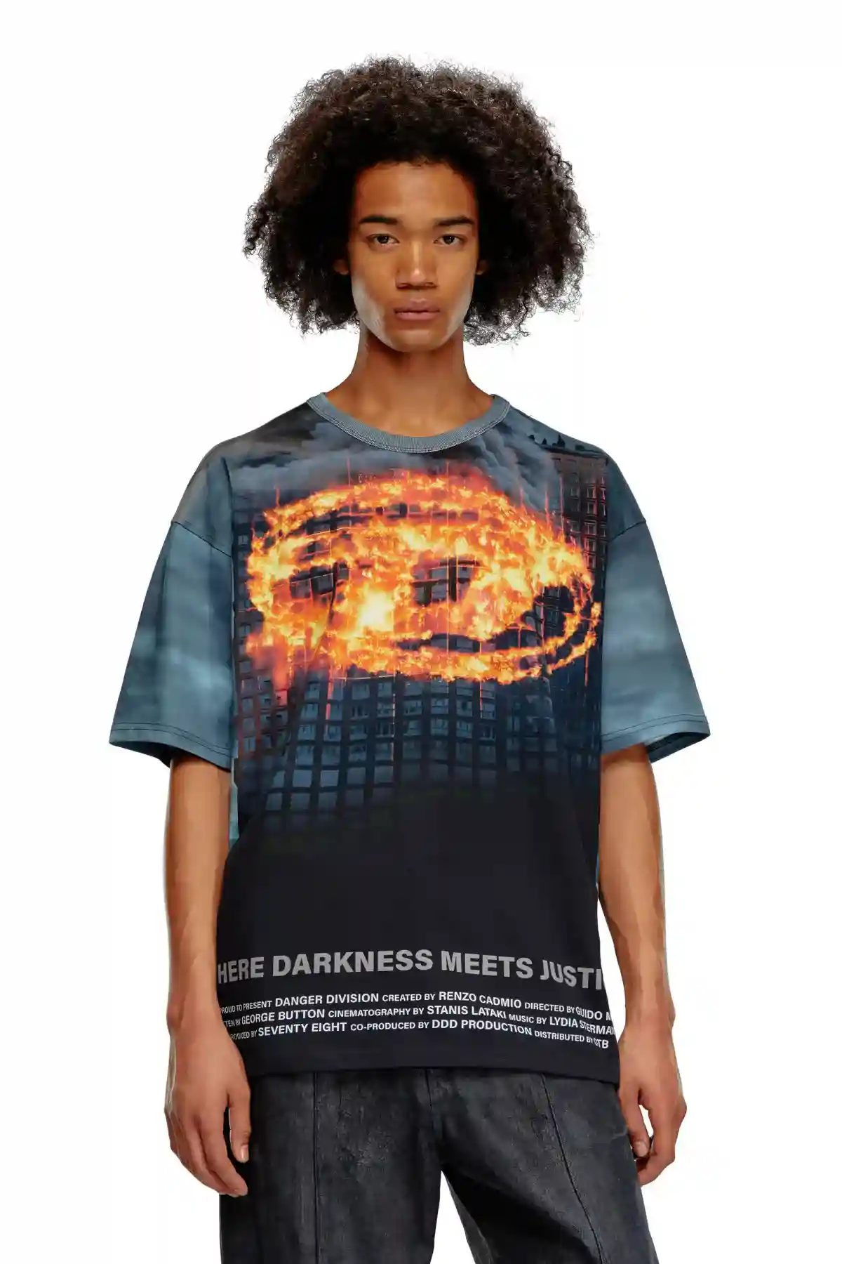 Black and Blue T-shirt with burning Oval D poster