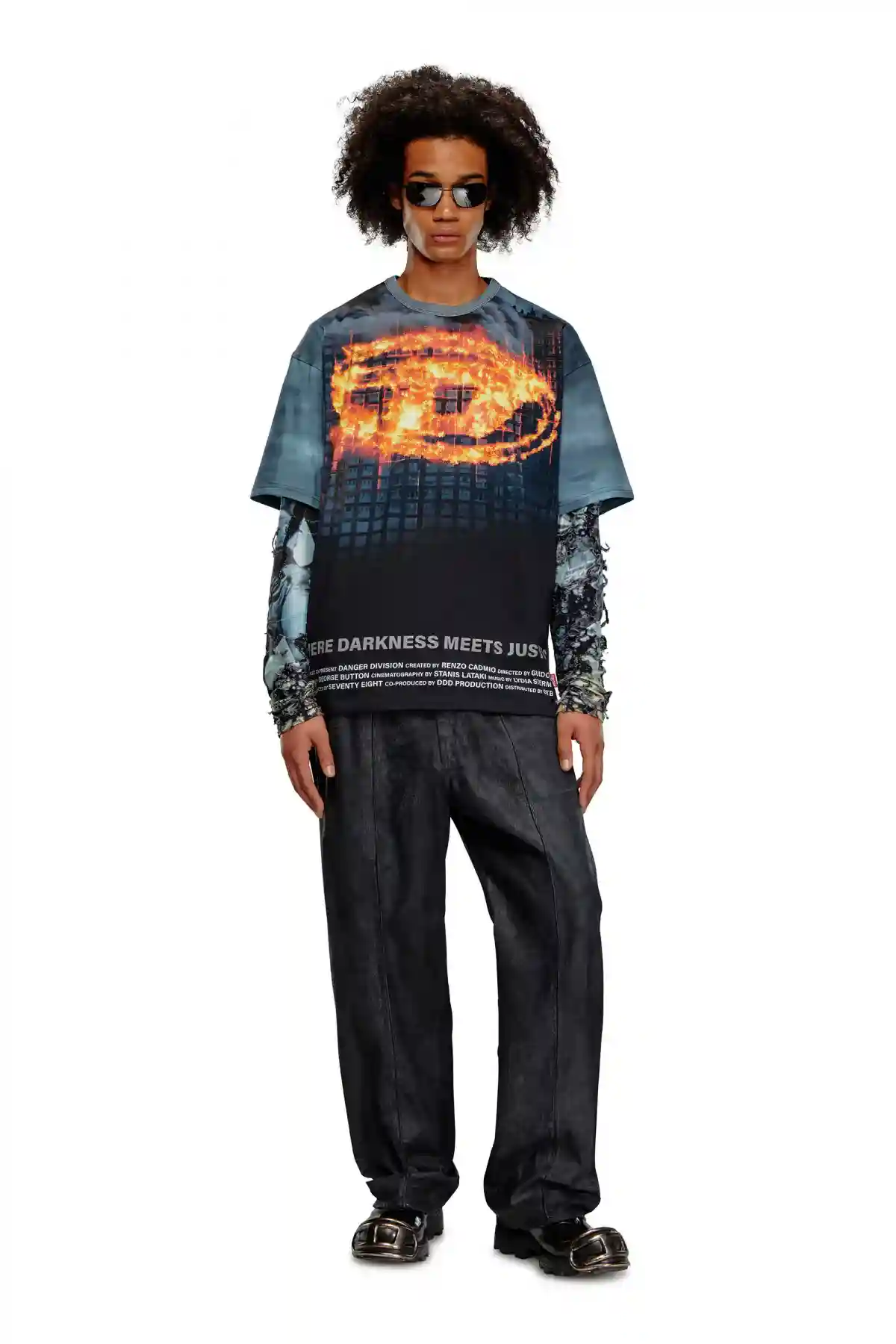 Black and Blue T-shirt with burning Oval D poster